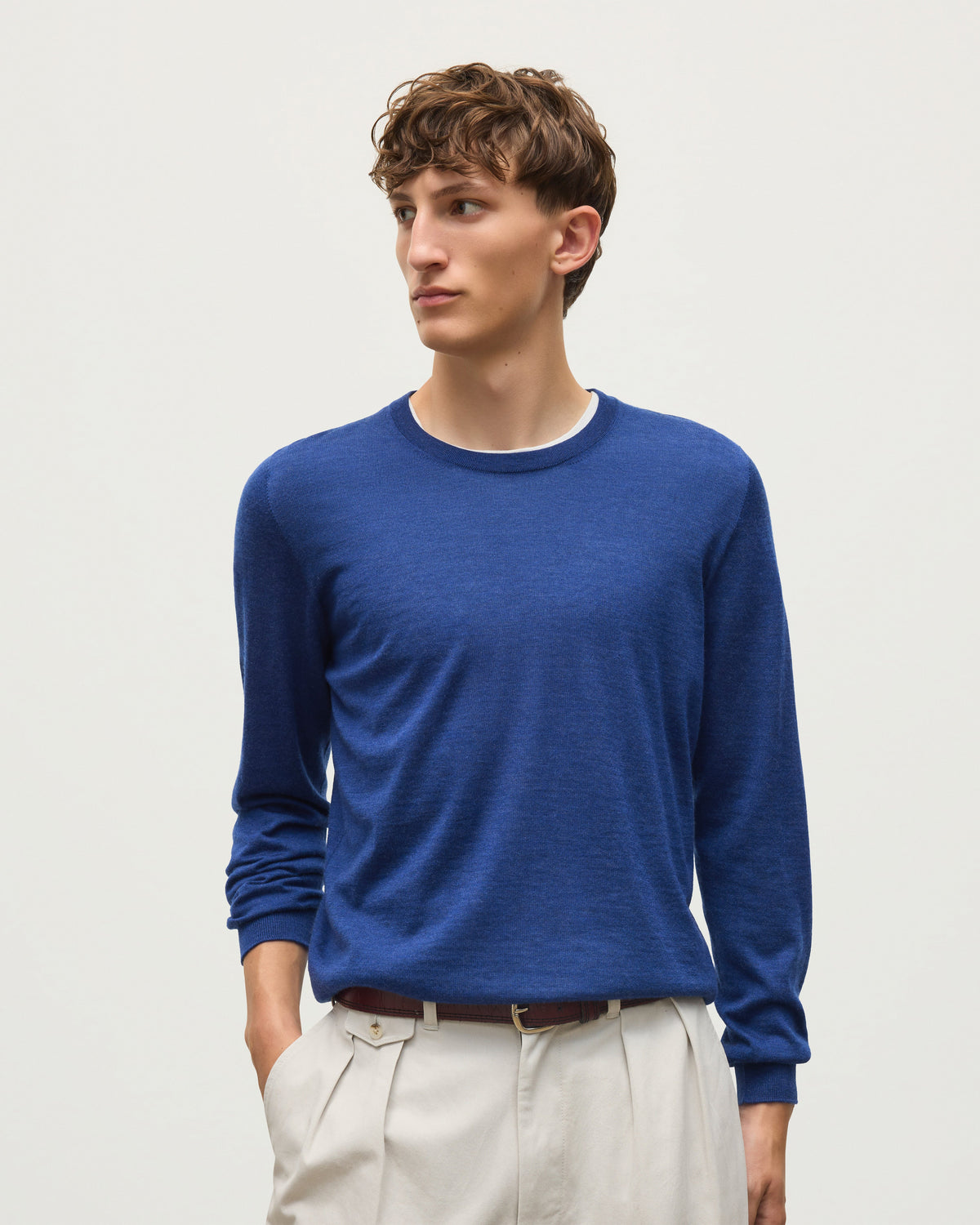 Johnstons of Elgin - Fin Blue Superfine Cashmere Jumper