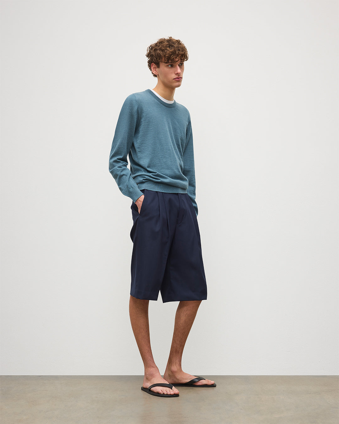 Johnstons of Elgin - Fin Blue Superfine Cashmere Jumper