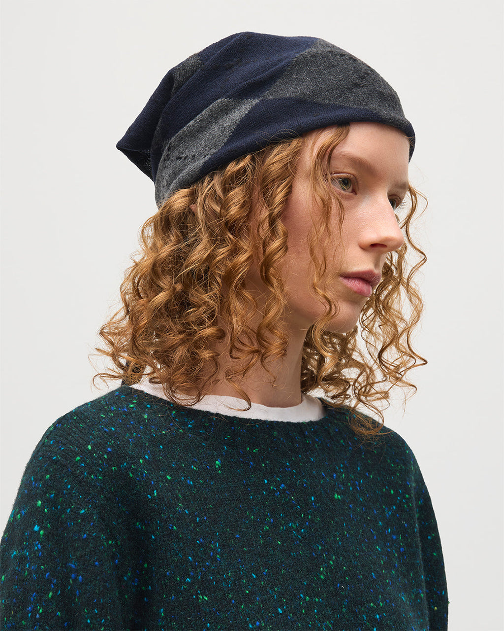 Johnstons of Elgin - Clan Dark Navy Argyle Cashmere Bandana