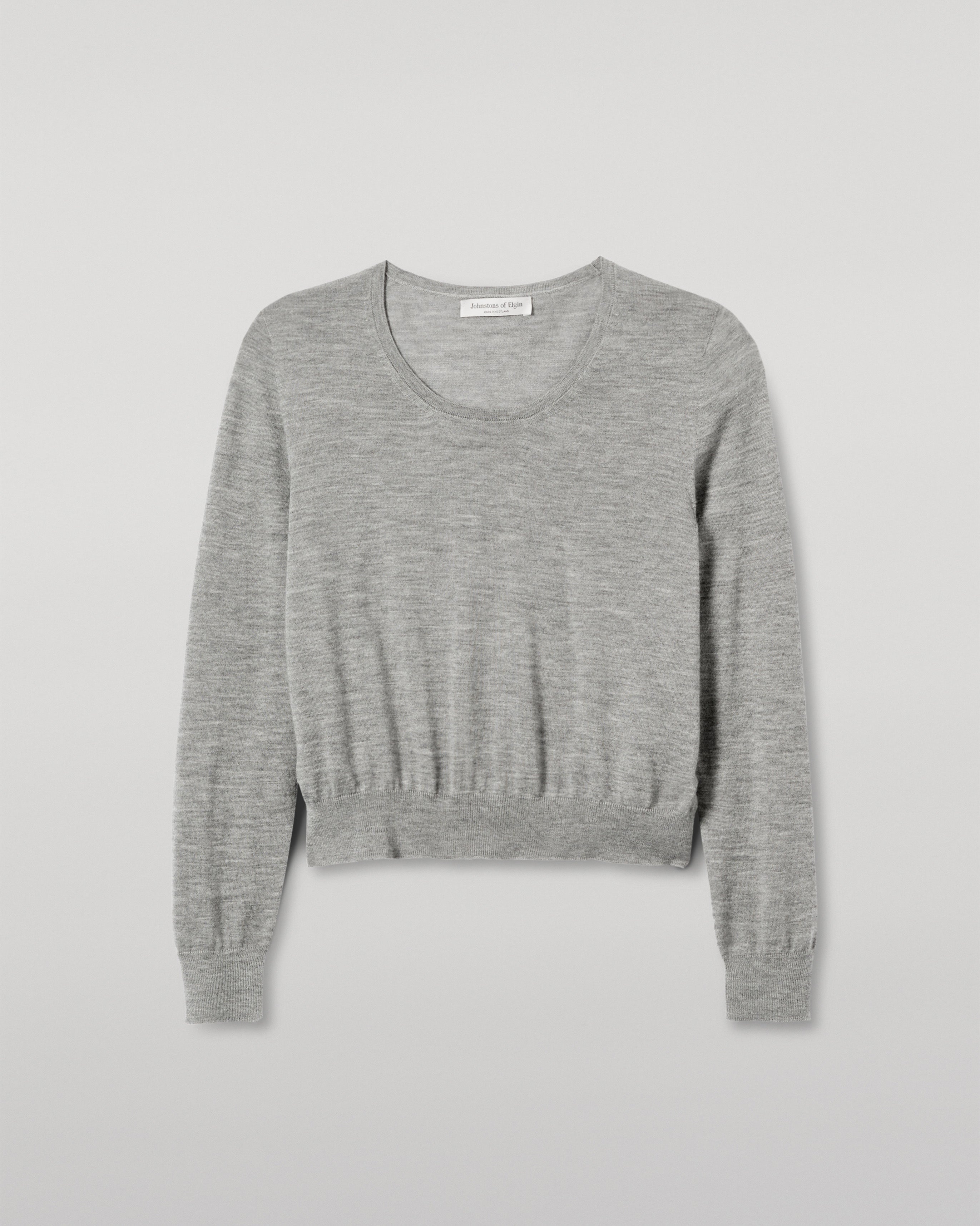 Johnstons of Elgin - Ella Scoop Neck Superfine Cashmere Grey Jumper