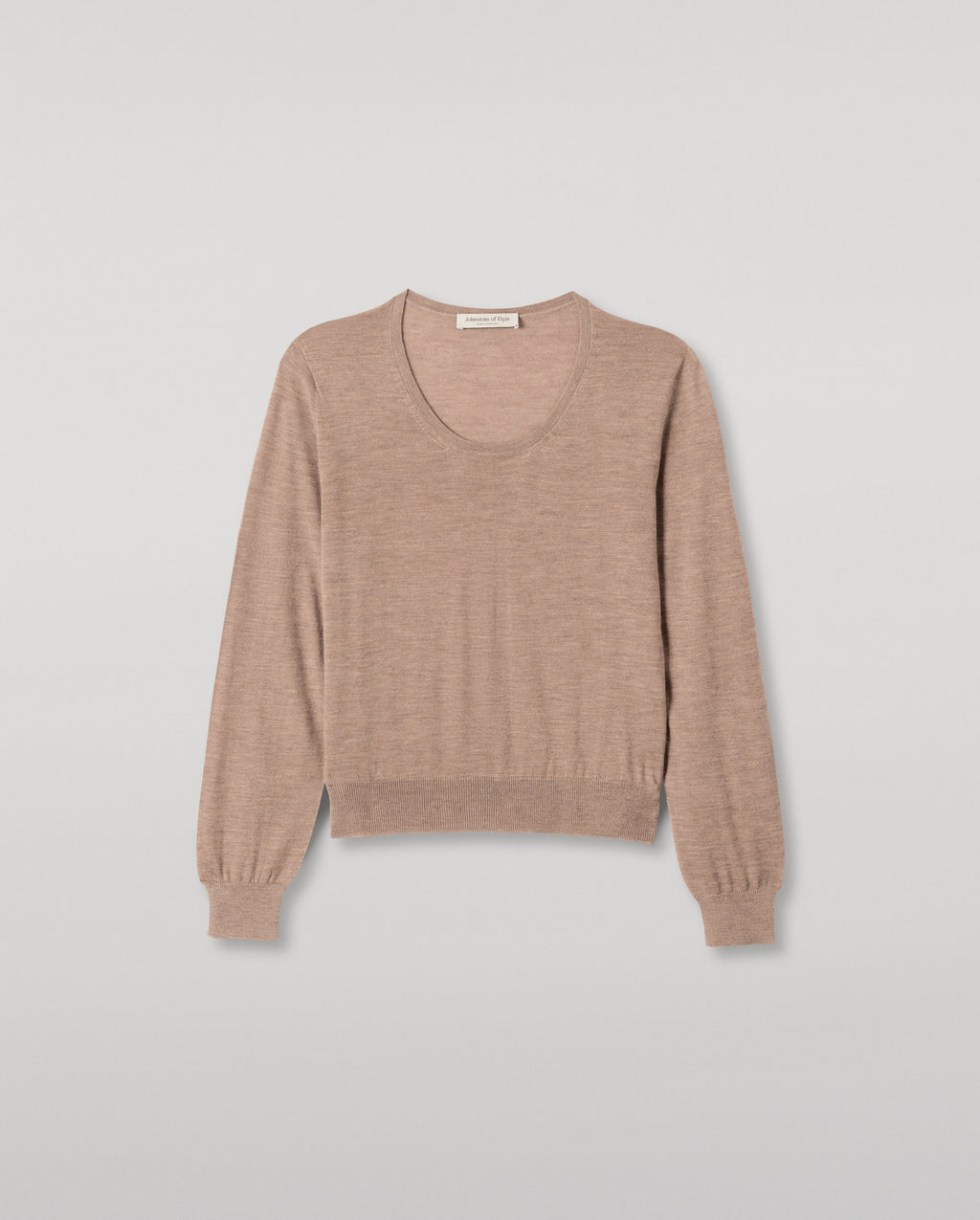 Johnstons of Elgin - Ella Light Brown Superfine Cashmere Scoop Neck Jumper