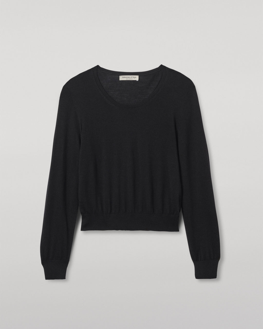 Johnstons of Elgin - Ella Scoop Neck Superfine Cashmere Black Jumper