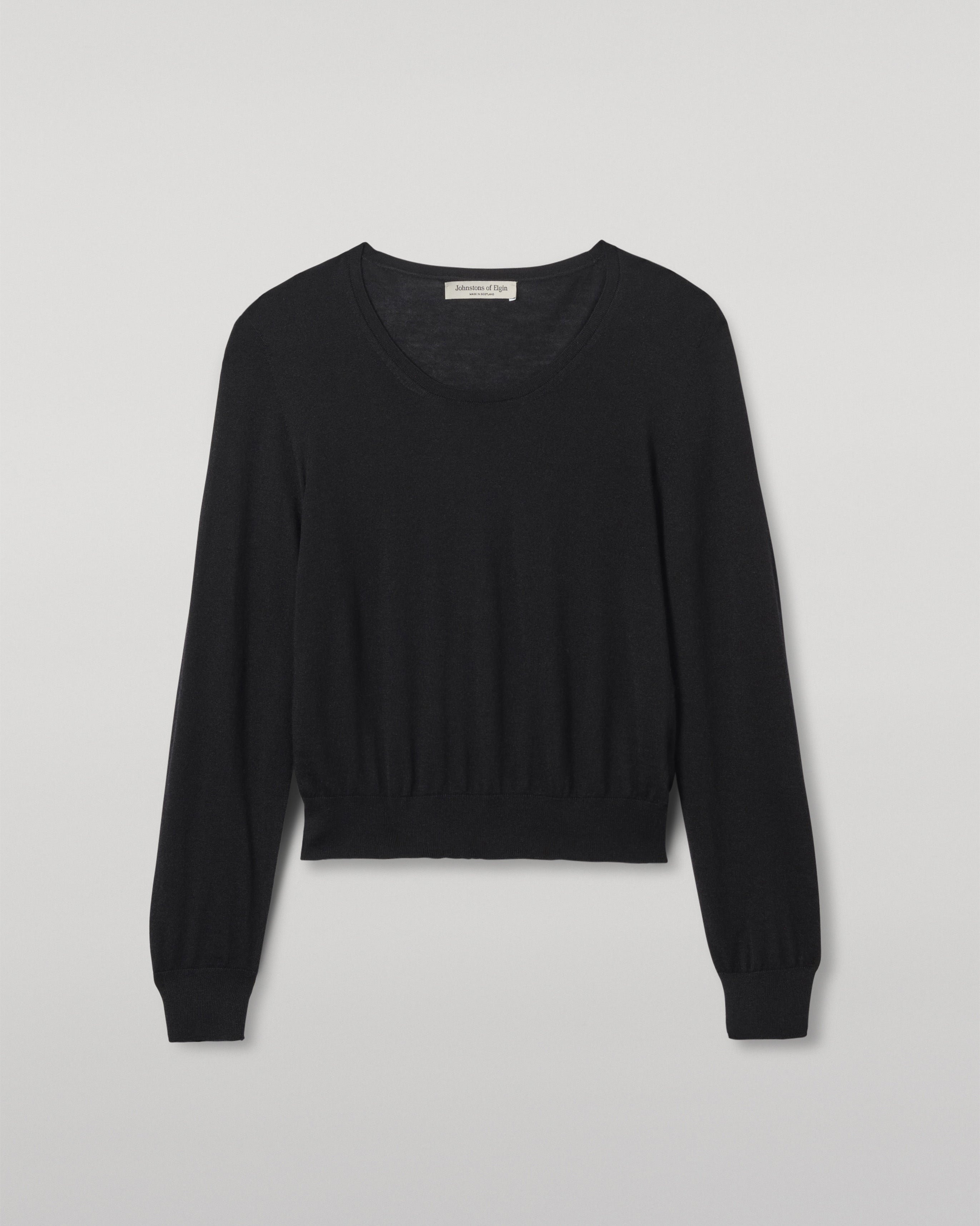 Johnstons of Elgin - Ella Scoop Neck Superfine Cashmere Black Jumper