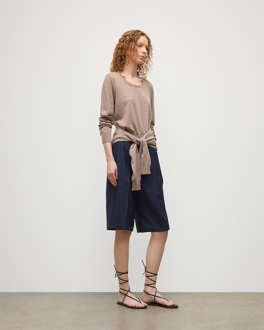 Johnstons of Elgin - Ella Light Brown Superfine Cashmere Scoop Neck Jumper
