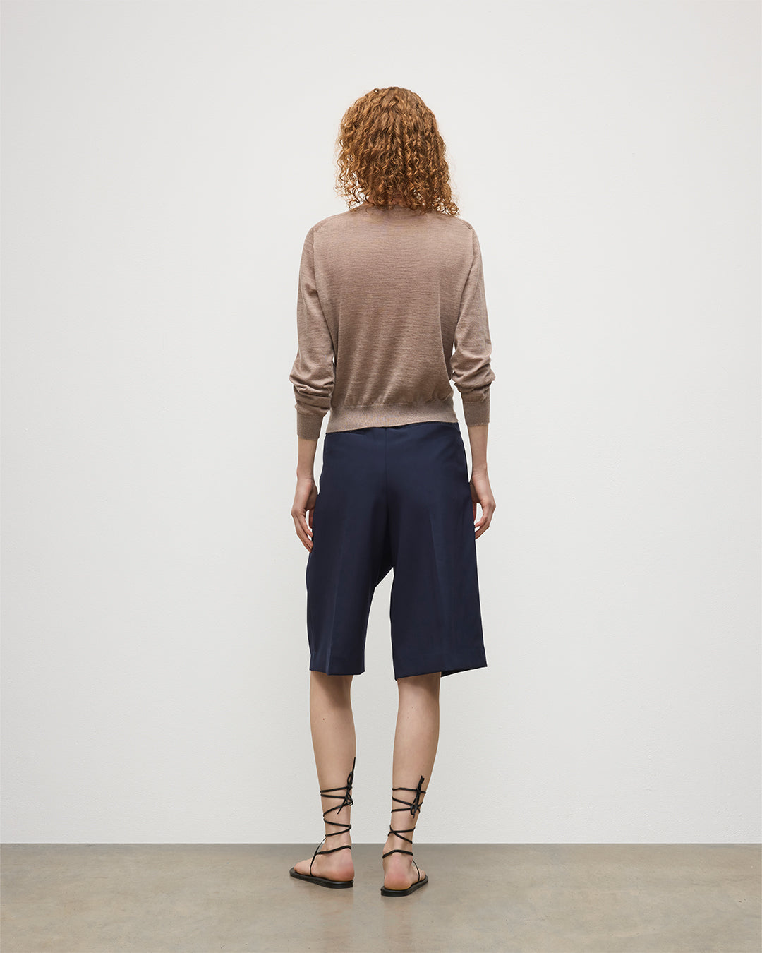 Johnstons of Elgin - Ella Light Brown Superfine Cashmere Scoop Neck Jumper