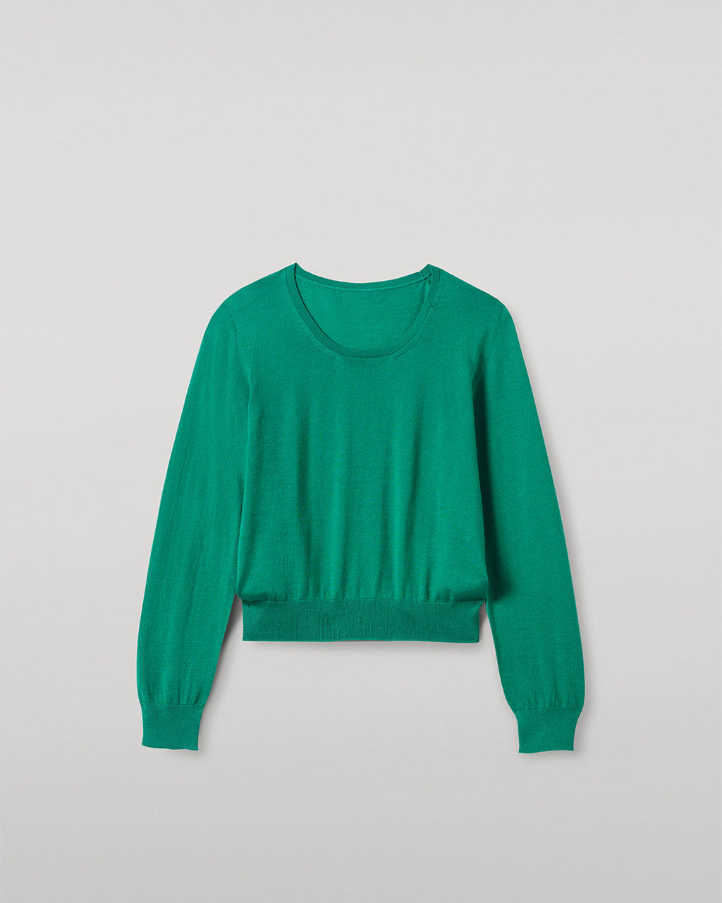Johnstons of Elgin - Ella Bright Green Superfine Cashmere Scoop Neck Jumper