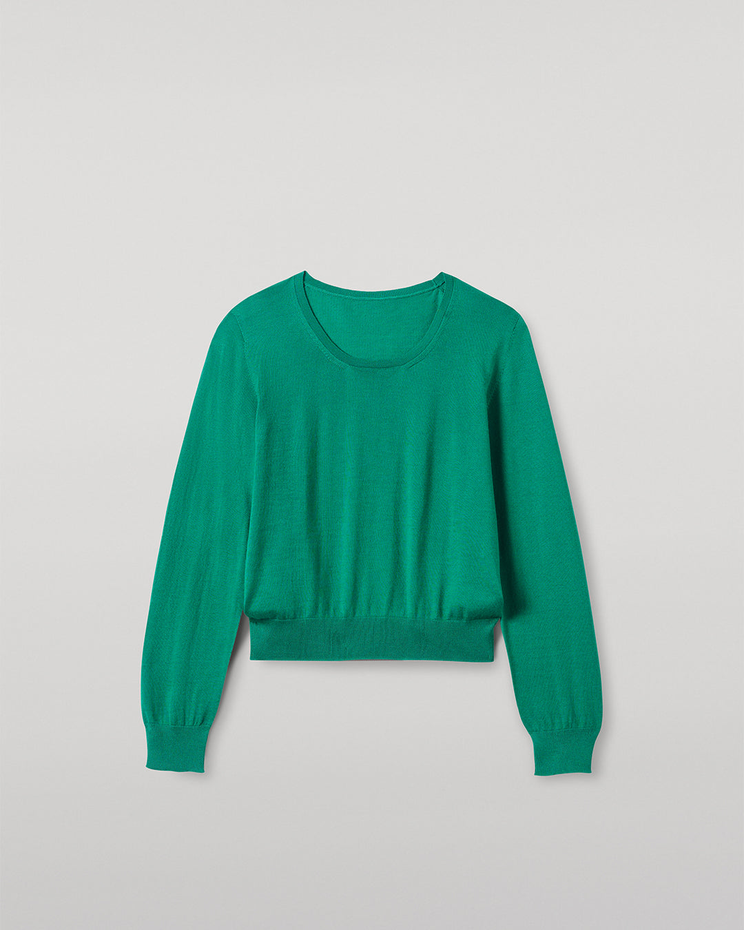 Johnstons of Elgin - Ella Bright Green Superfine Cashmere Scoop Neck Jumper