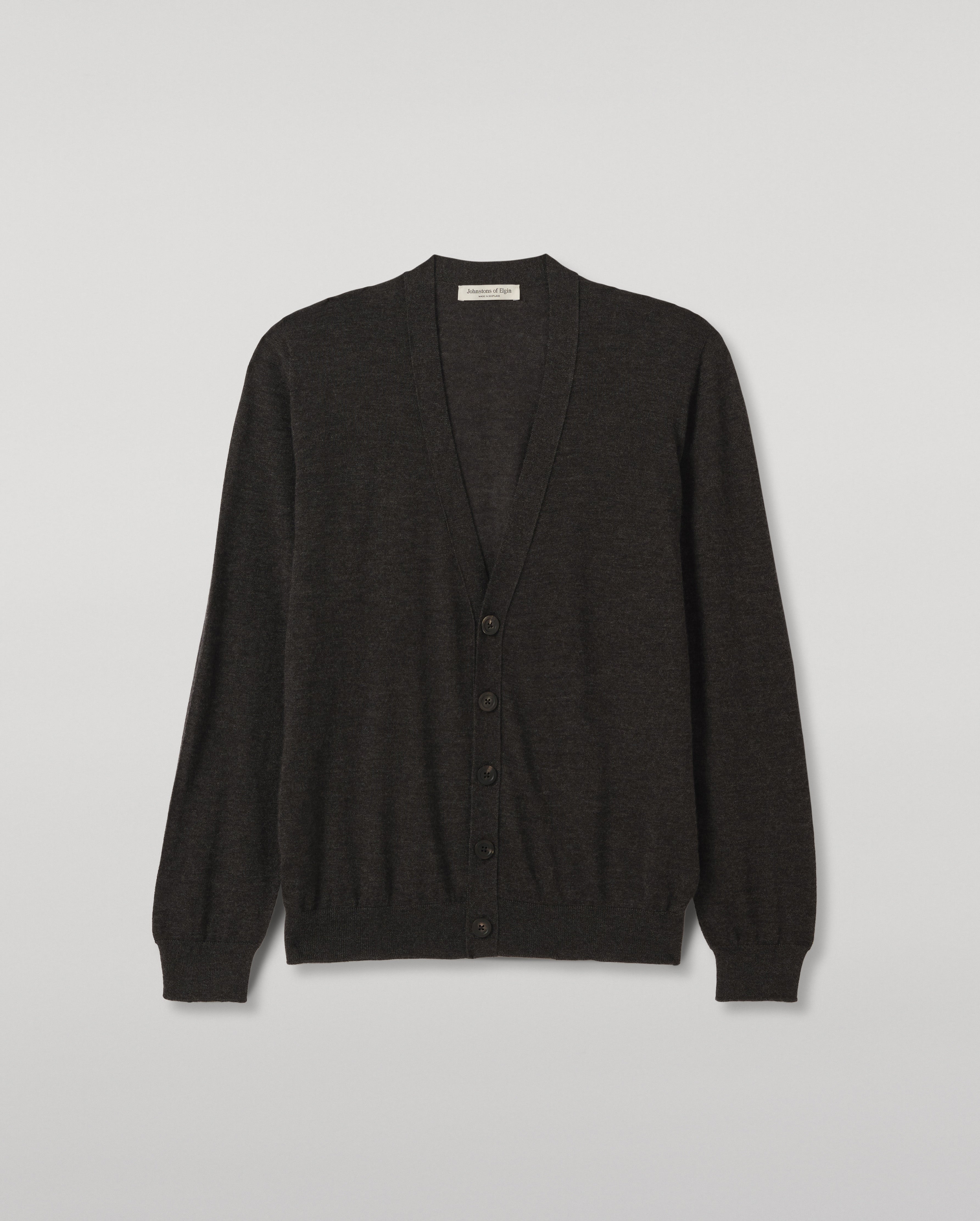 Johnstons of Elgin - Forsyth Dark Grey Superfine Cashmere Cardigan