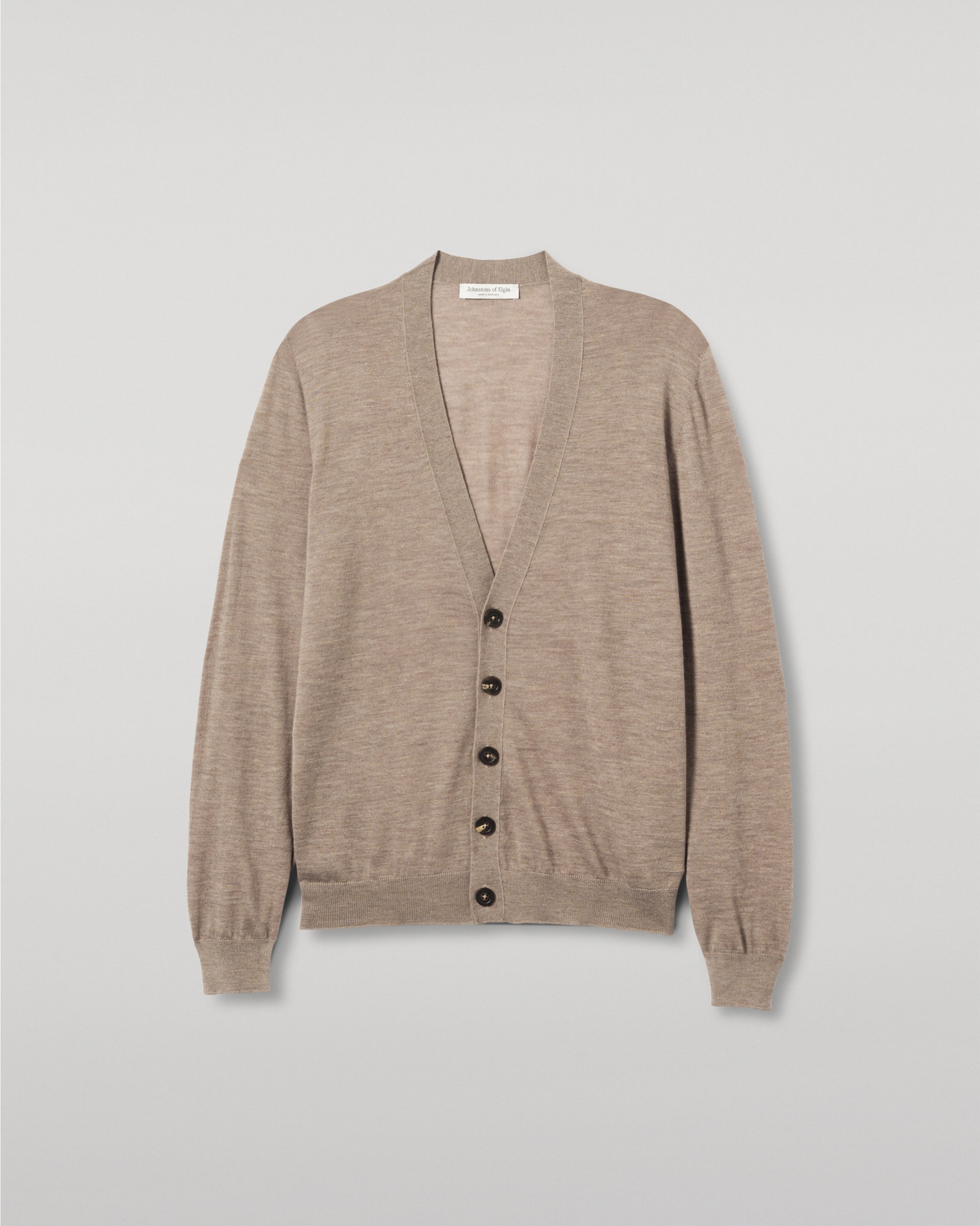 Johnstons of Elgin - Forsyth Light Brown Superfine Cashmere Cardigan