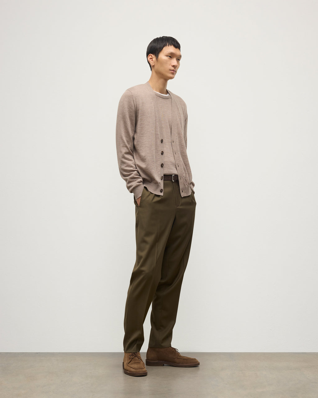 Johnstons of Elgin - Forsyth Light Brown Superfine Cashmere Cardigan