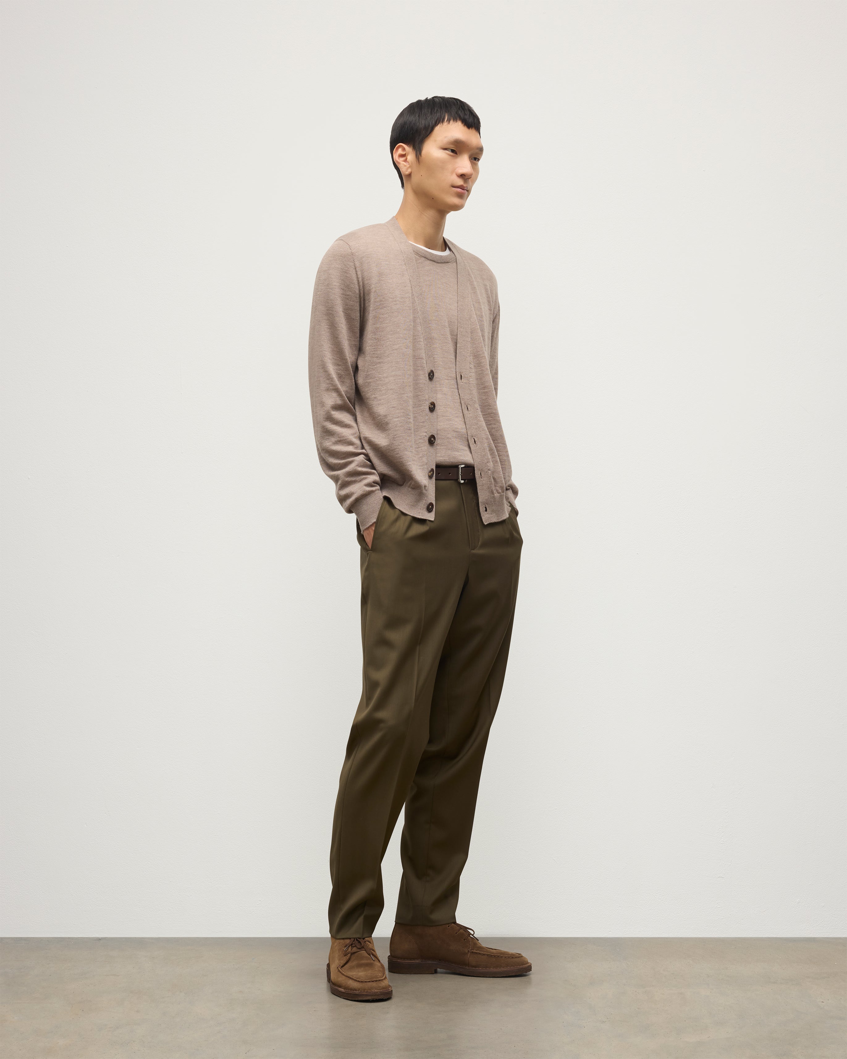 Johnstons of Elgin - Forsyth Light Brown Superfine Cashmere Cardigan