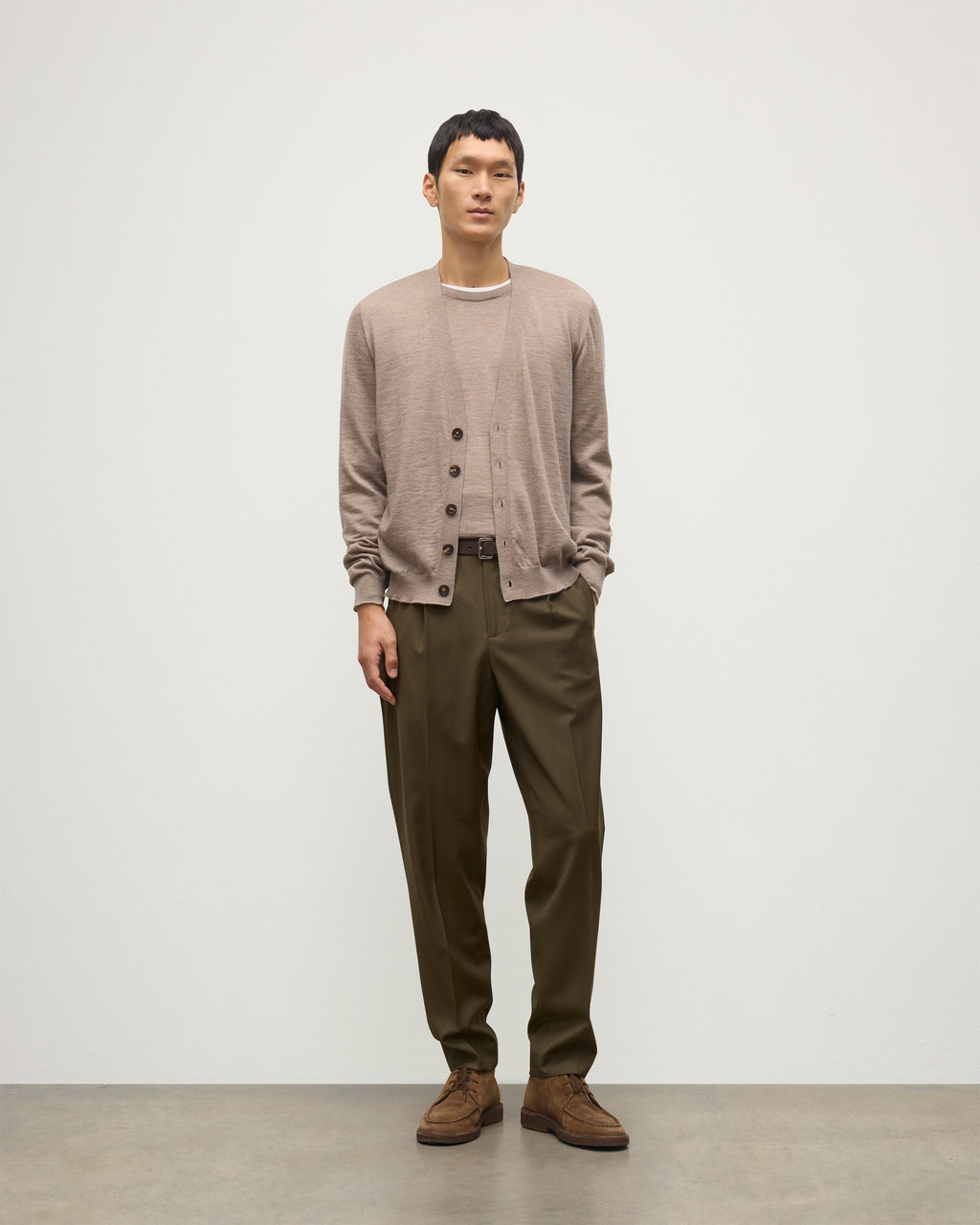 Johnstons of Elgin - Forsyth Light Brown Superfine Cashmere Cardigan