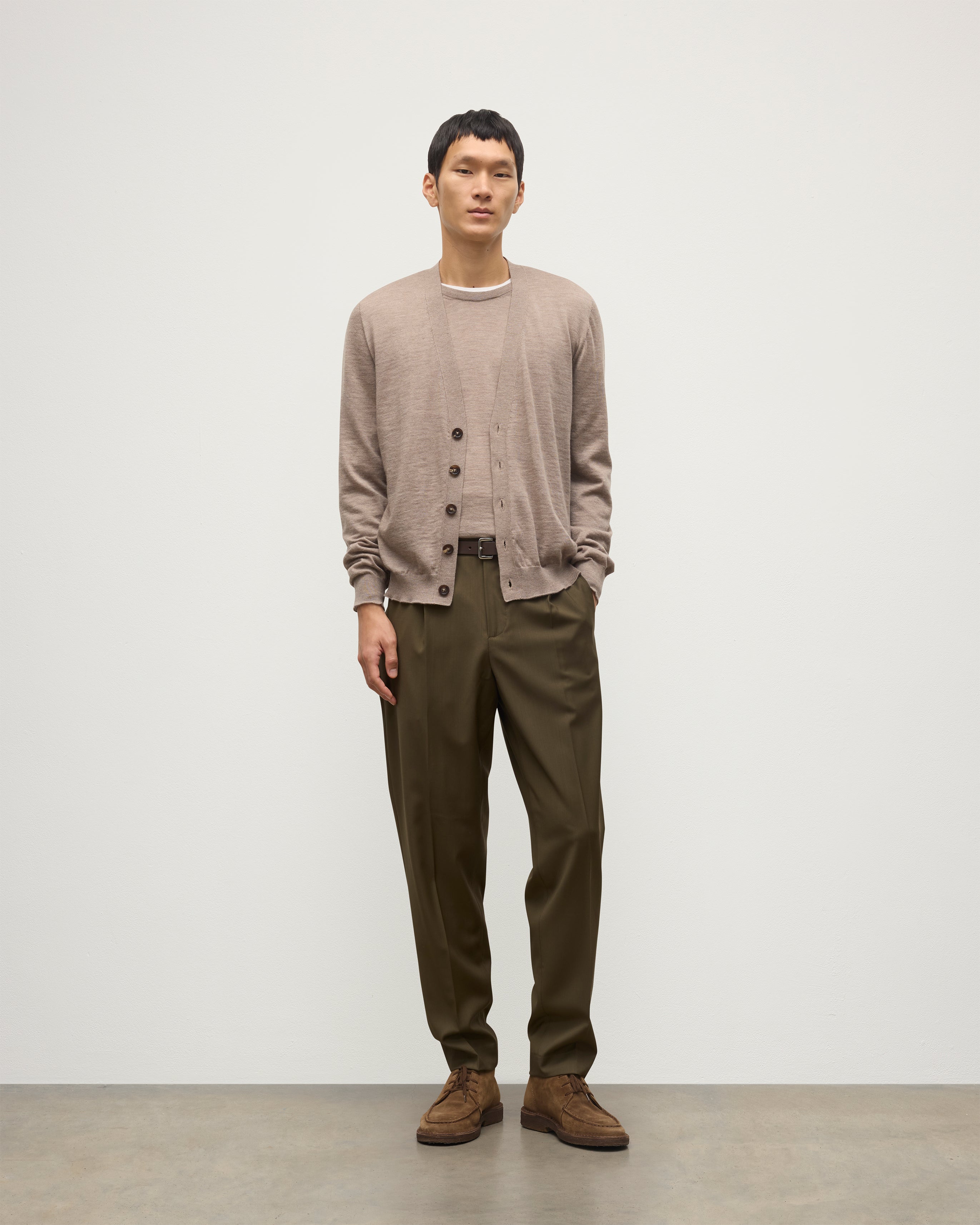 Johnstons of Elgin - Forsyth Light Brown Superfine Cashmere Cardigan