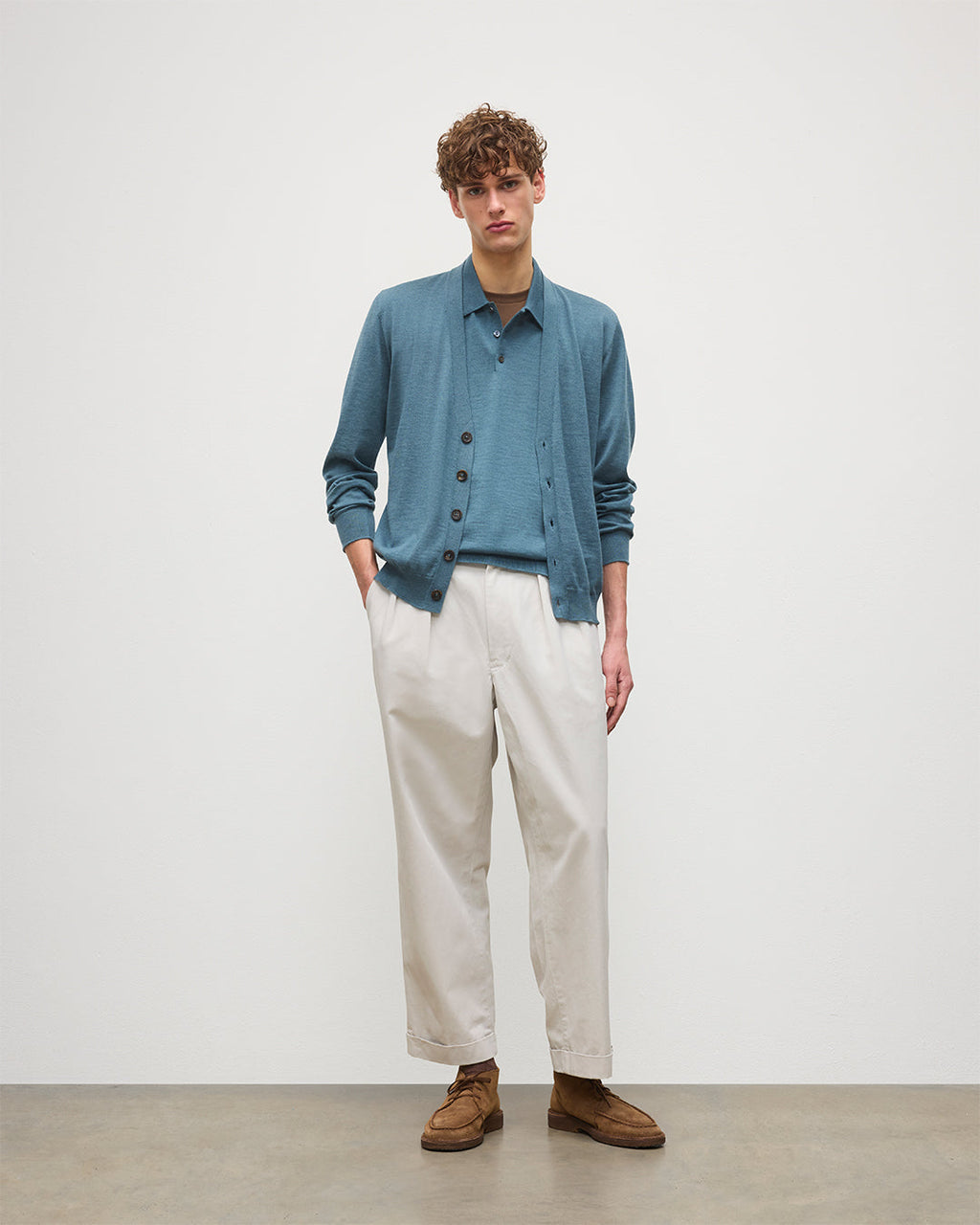 Johnstons of Elgin - Forsyth Blue Superfine Cashmere Cardigan