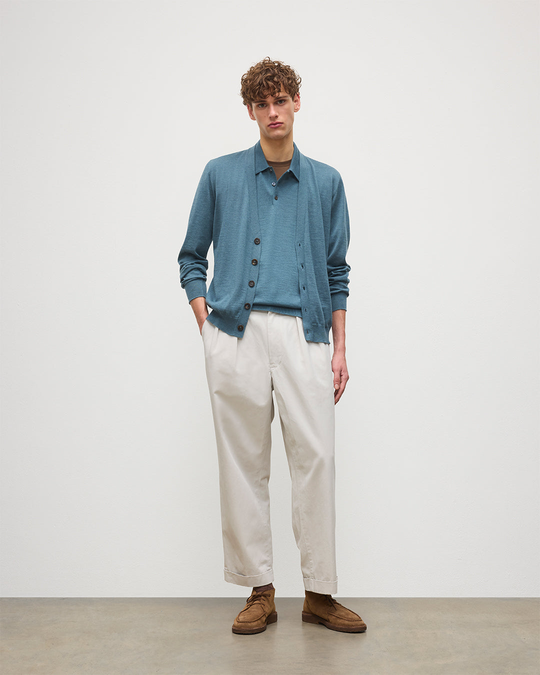 Johnstons of Elgin - Forsyth Blue Superfine Cashmere Cardigan