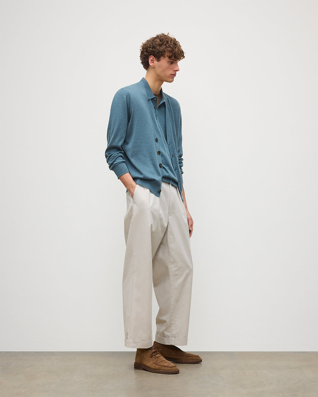 Johnstons of Elgin - Forsyth Blue Superfine Cashmere Cardigan