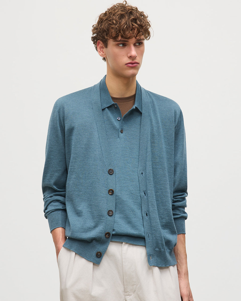 Johnstons of Elgin - Forsyth Blue Superfine Cashmere Cardigan