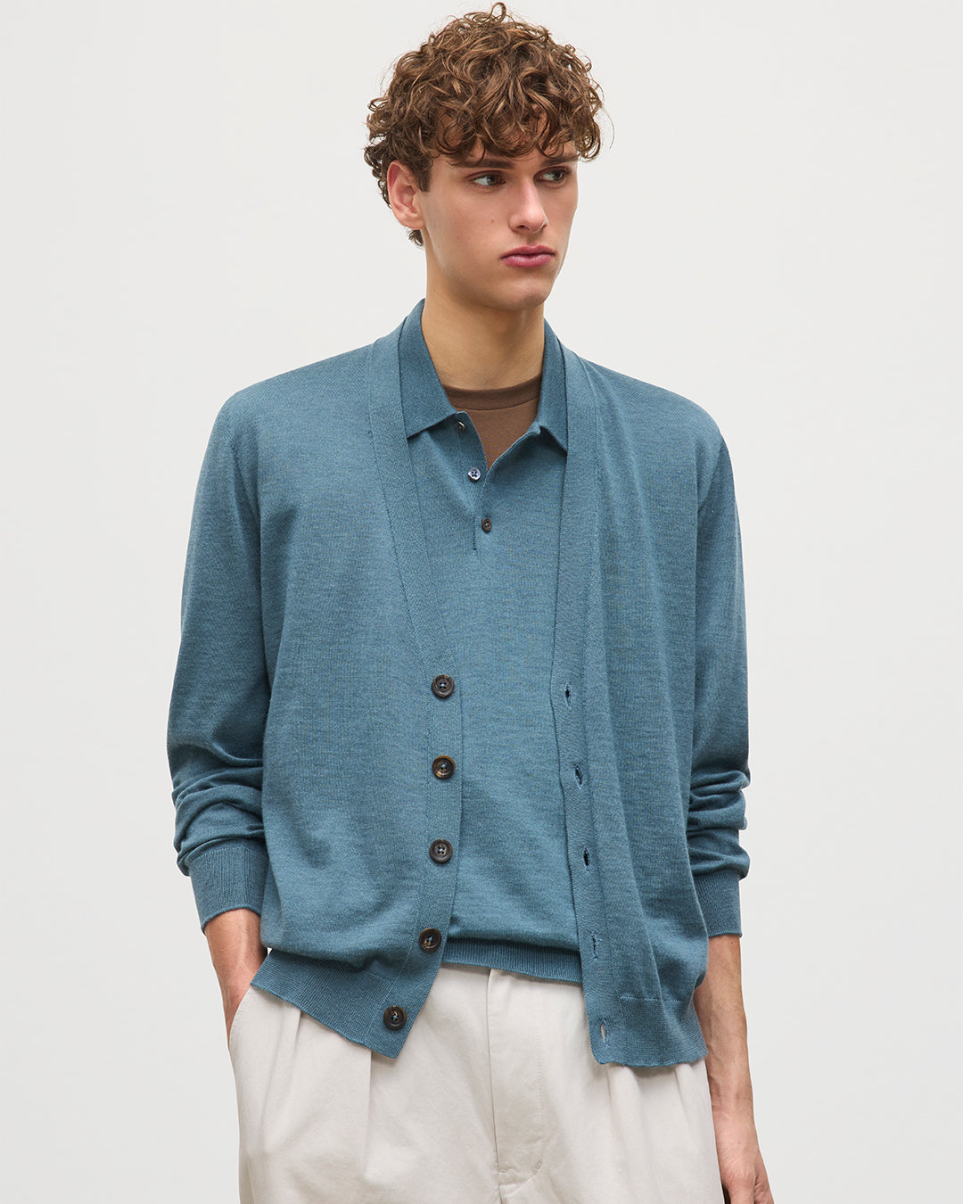 Johnstons of Elgin - Forsyth Blue Superfine Cashmere Cardigan