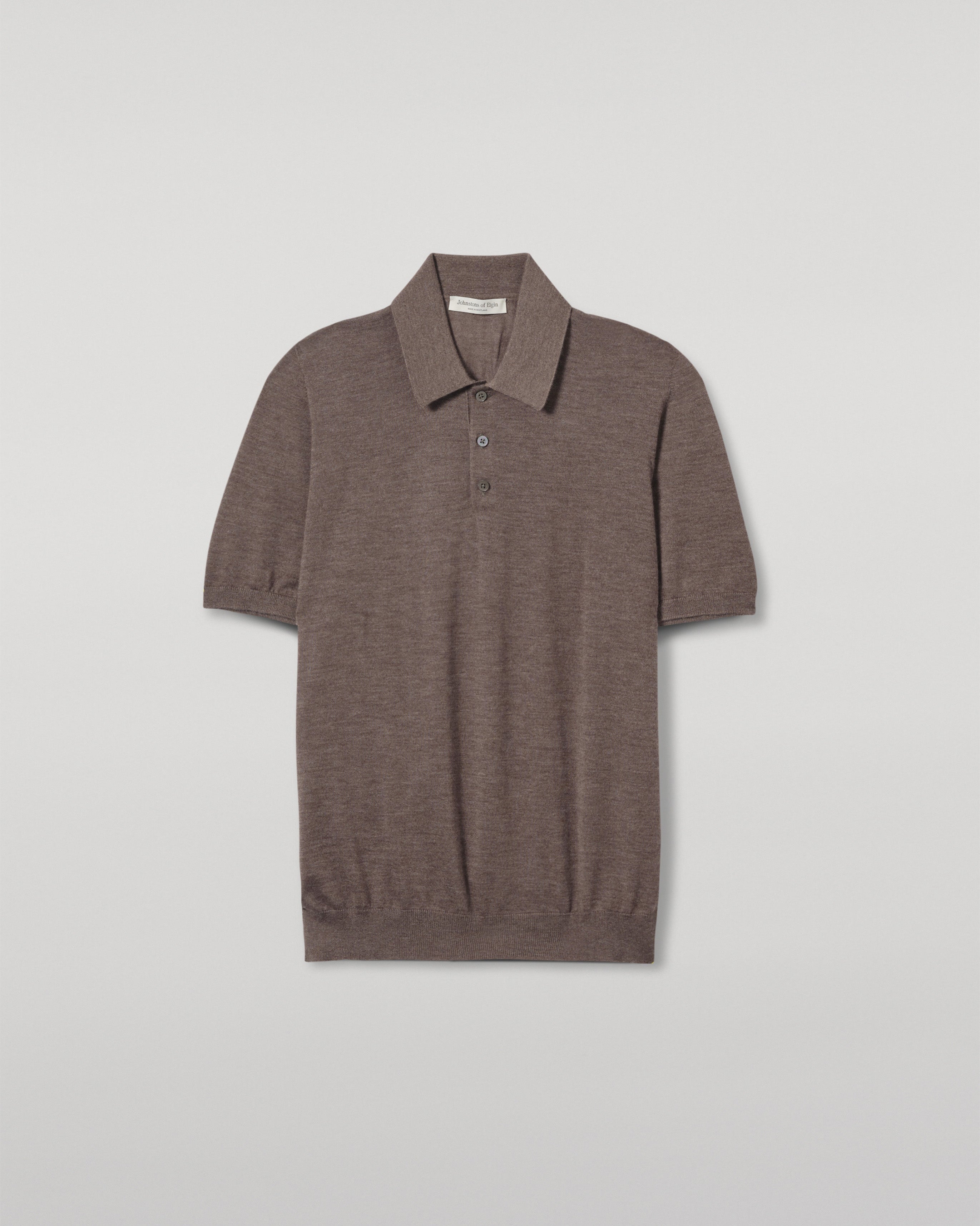Johnstons of Elgin - Fin Brown Superfine Cashmere Polo Shirt