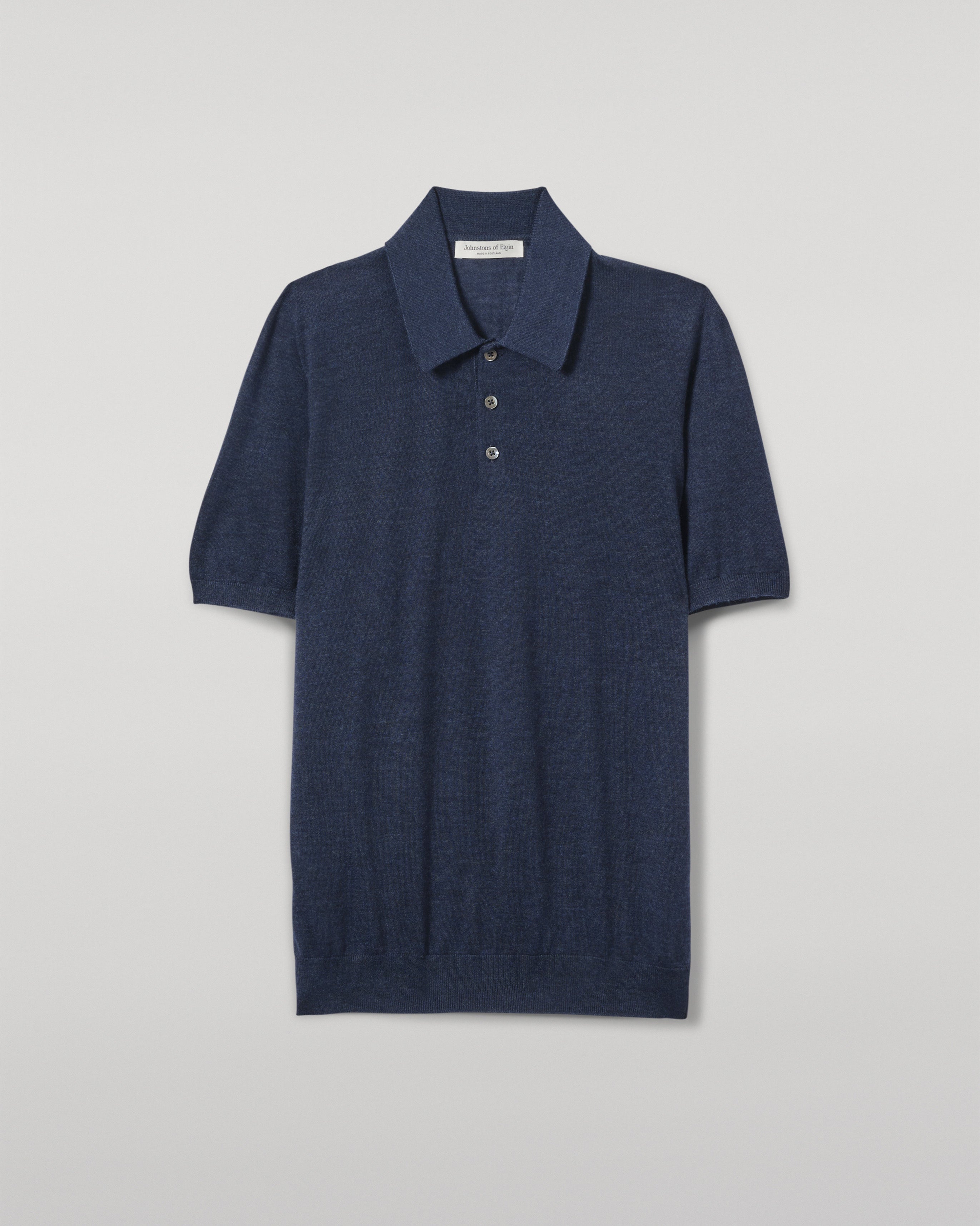 Johnstons of Elgin - Fin Navy Superfine Cashmere Polo Shirt