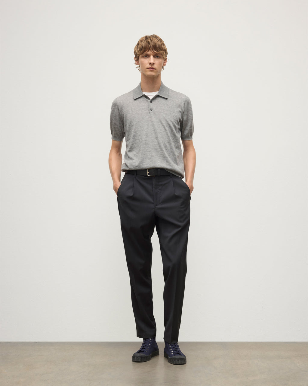 Johnstons of Elgin - Fin Grey Superfine Cashmere Polo Shirt