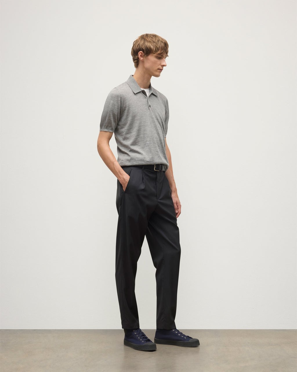 Johnstons of Elgin - Fin Grey Superfine Cashmere Polo Shirt