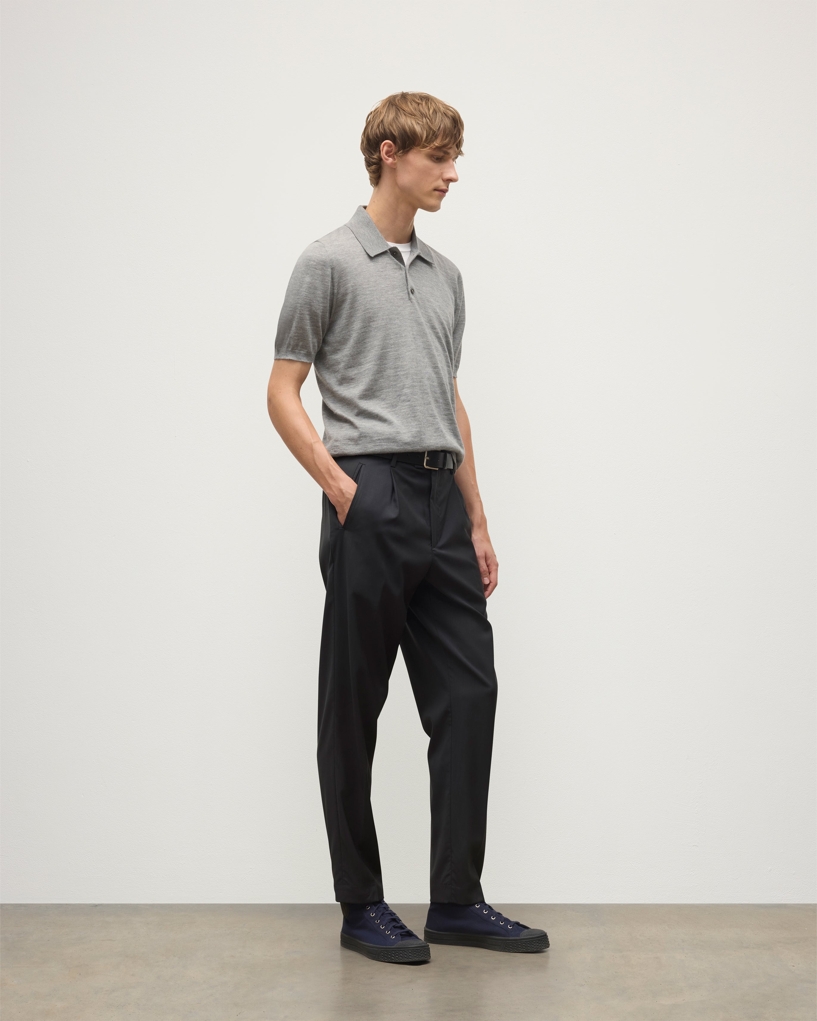 Johnstons of Elgin - Fin Grey Superfine Cashmere Polo Shirt