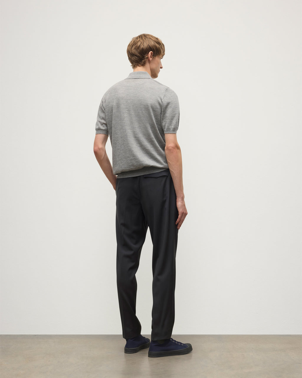 Johnstons of Elgin - Fin Grey Superfine Cashmere Polo Shirt