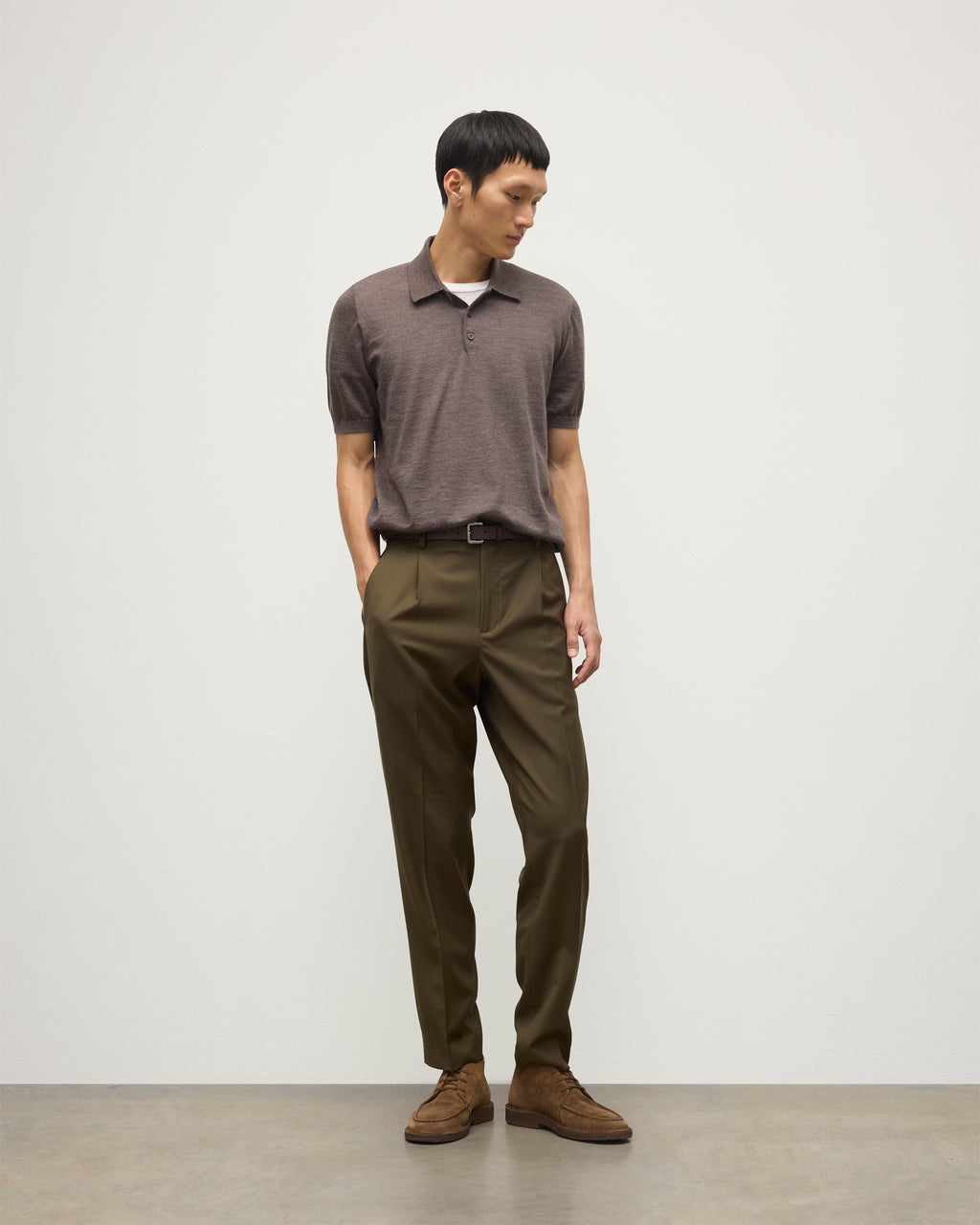 Johnstons of Elgin - Fin Brown Superfine Cashmere Polo Shirt