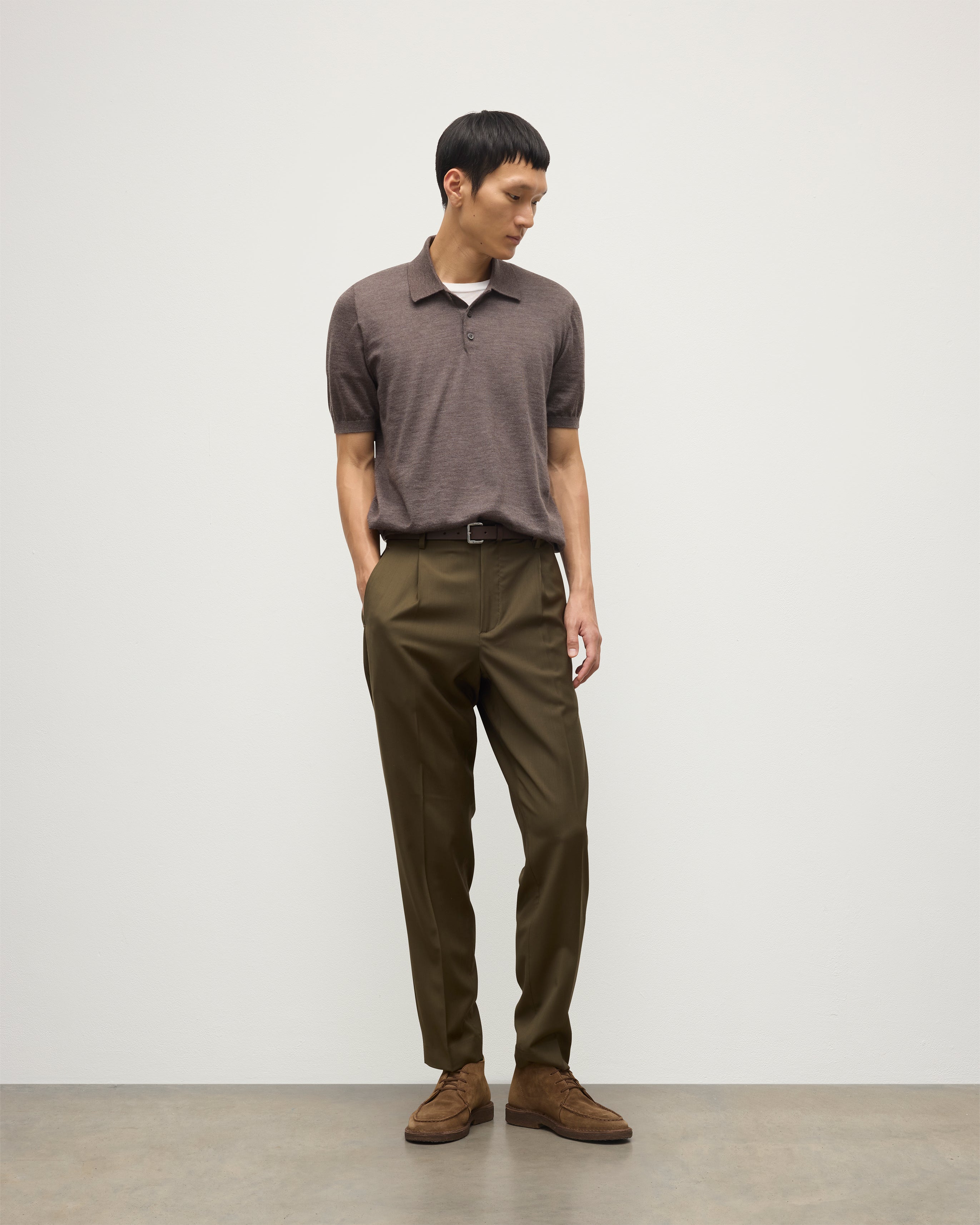 Johnstons of Elgin - Fin Brown Superfine Cashmere Polo Shirt