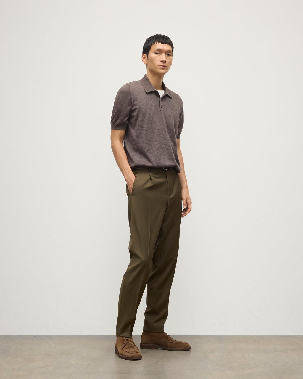 Johnstons of Elgin - Fin Brown Superfine Cashmere Polo Shirt