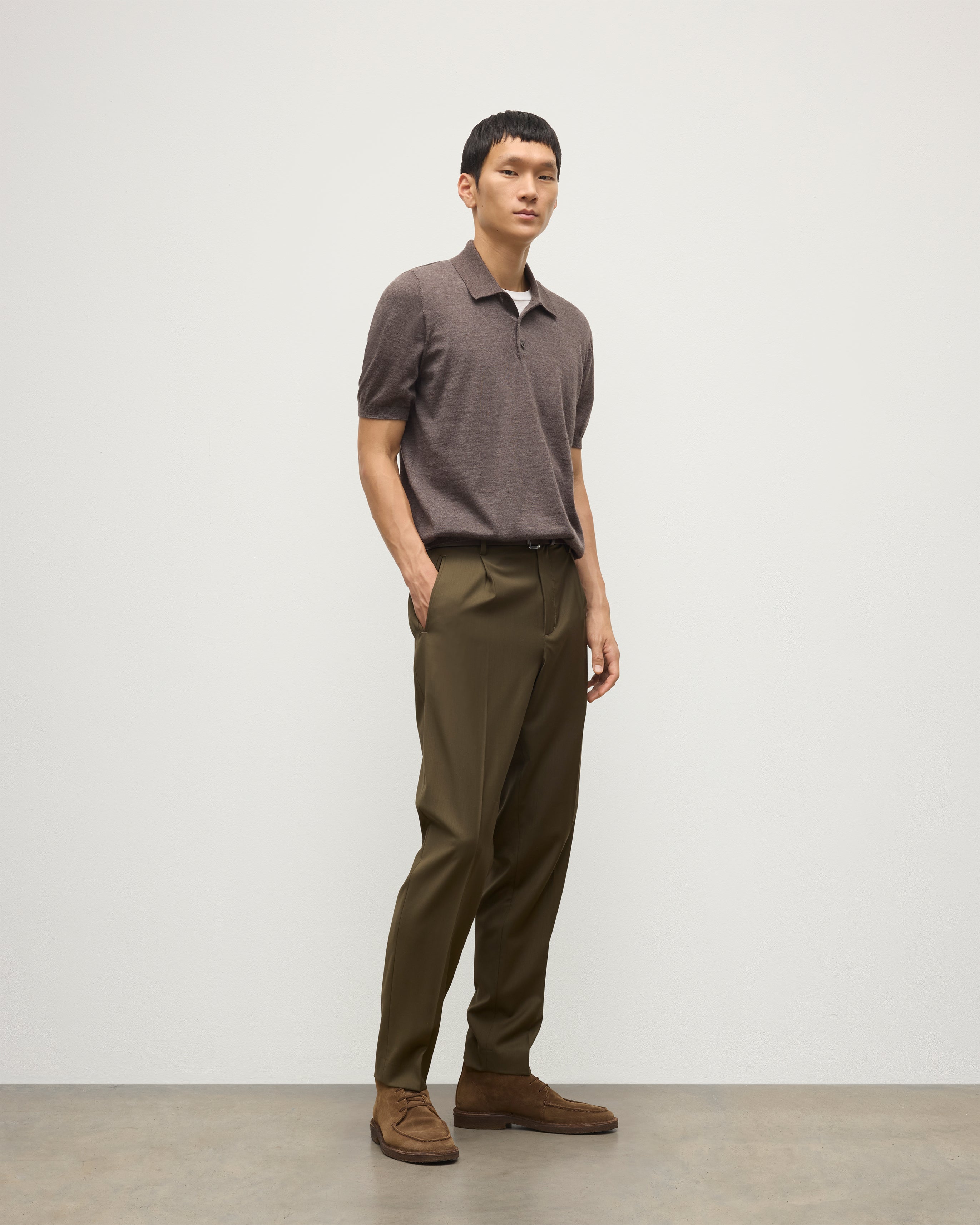 Johnstons of Elgin - Fin Brown Superfine Cashmere Polo Shirt