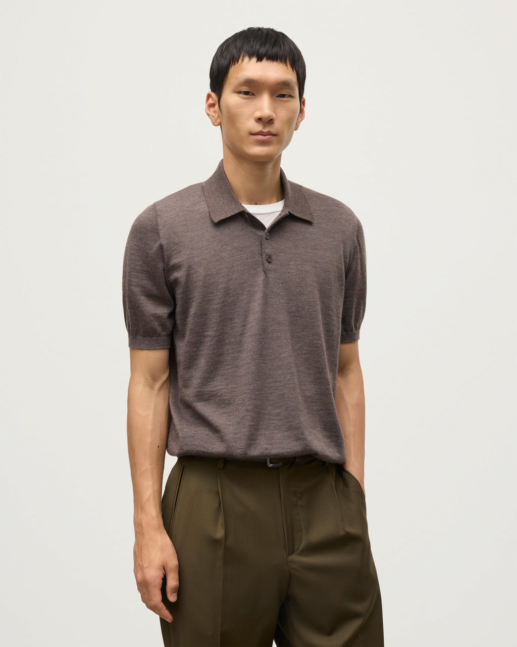 Johnstons of Elgin - Fin Brown Superfine Cashmere Polo Shirt