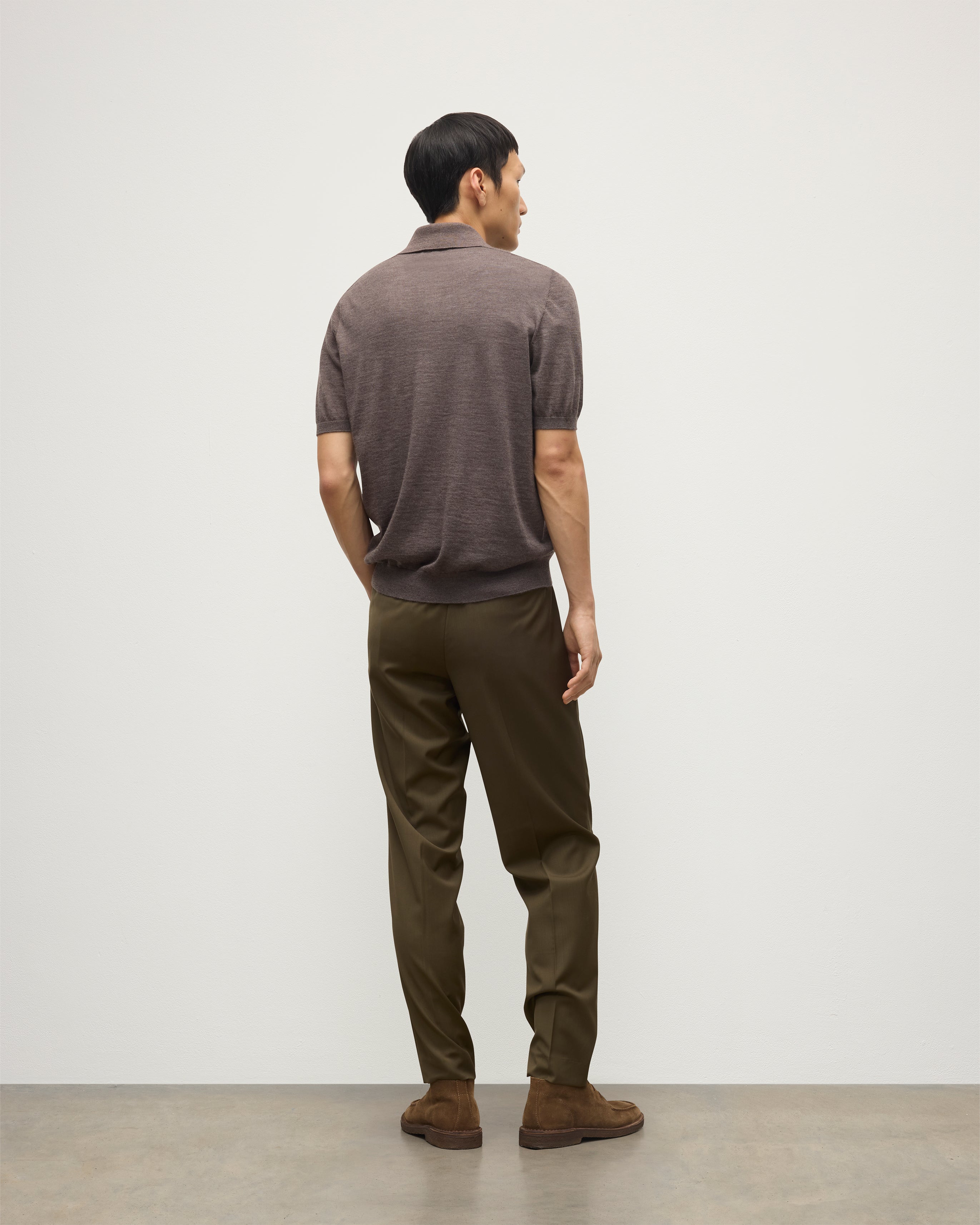 Johnstons of Elgin - Fin Brown Superfine Cashmere Polo Shirt