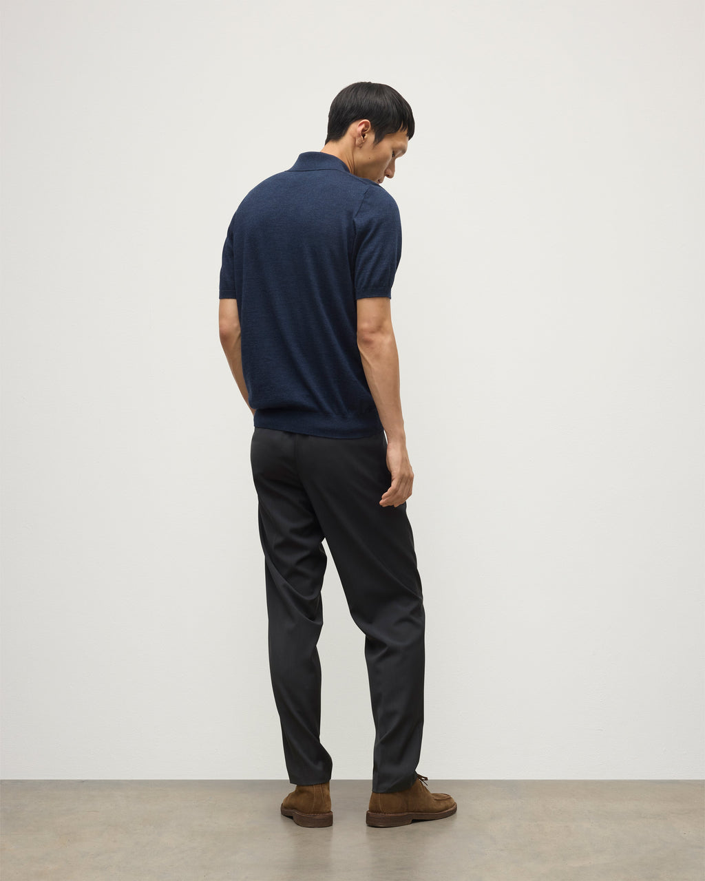 Johnstons of Elgin - Fin Navy Superfine Cashmere Polo Shirt