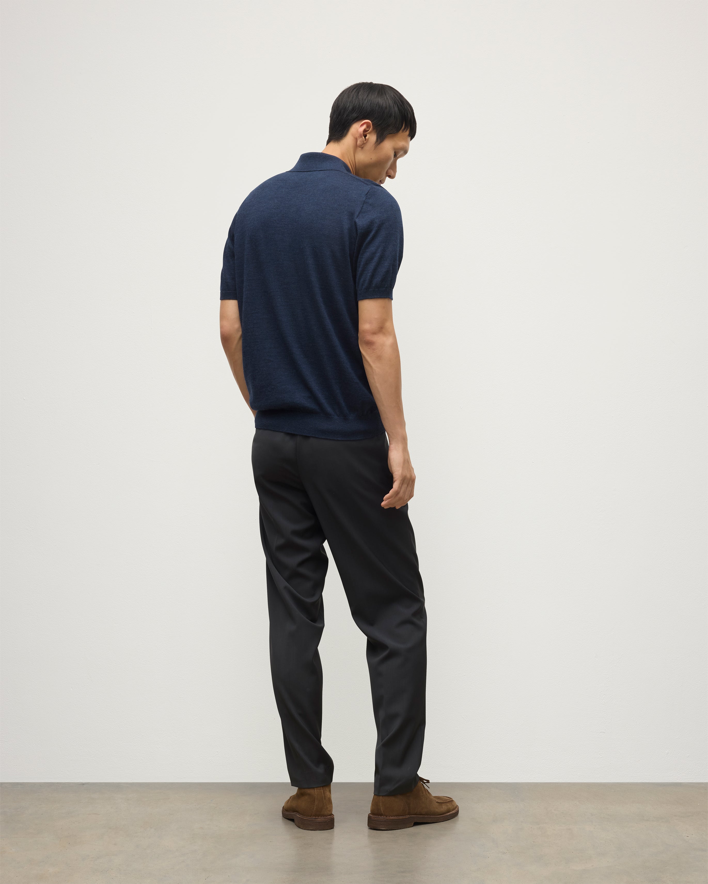 Johnstons of Elgin - Fin Navy Superfine Cashmere Polo Shirt