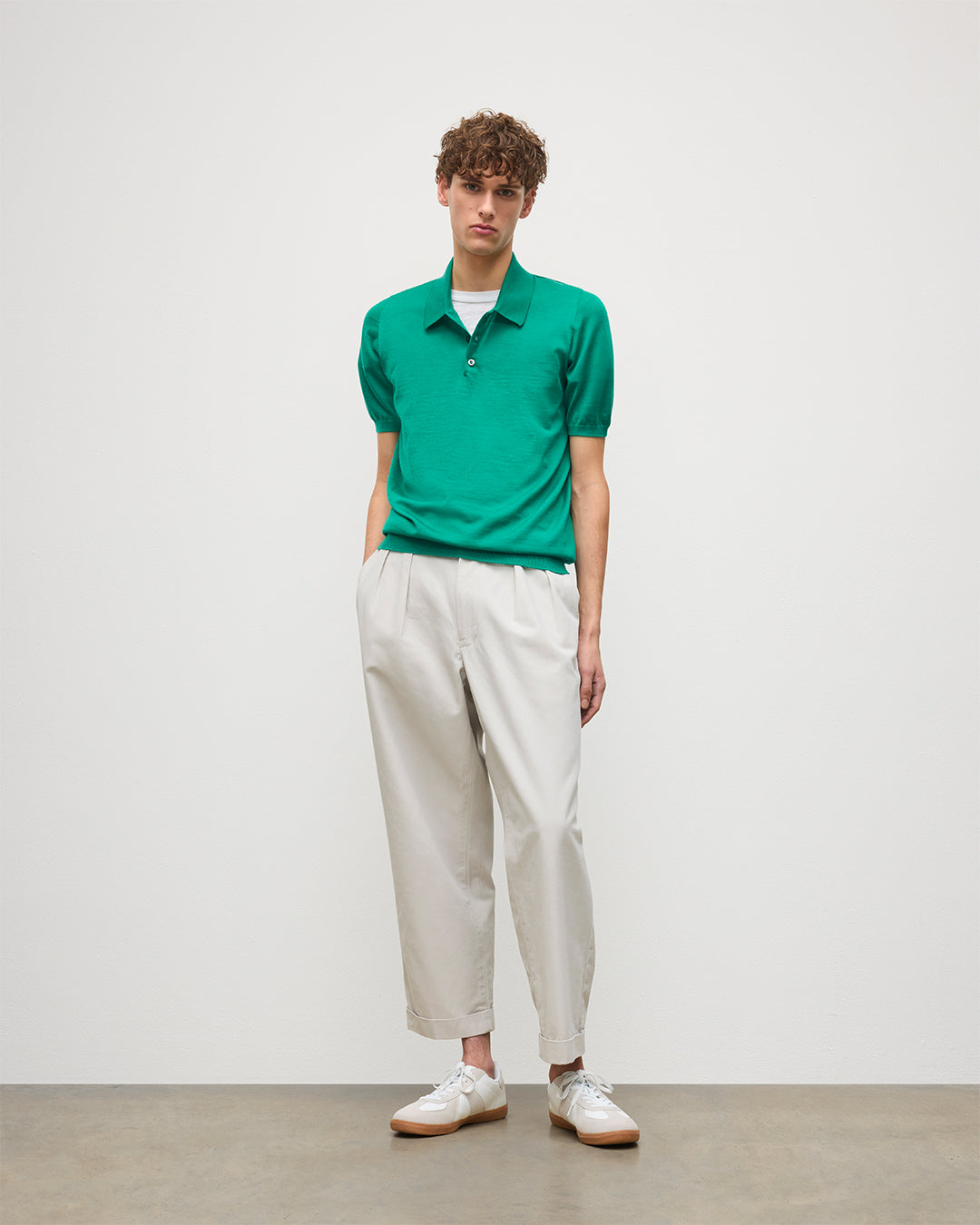 Johnstons of Elgin - Fin Bright Green Superfine Cashmere Polo Shirt