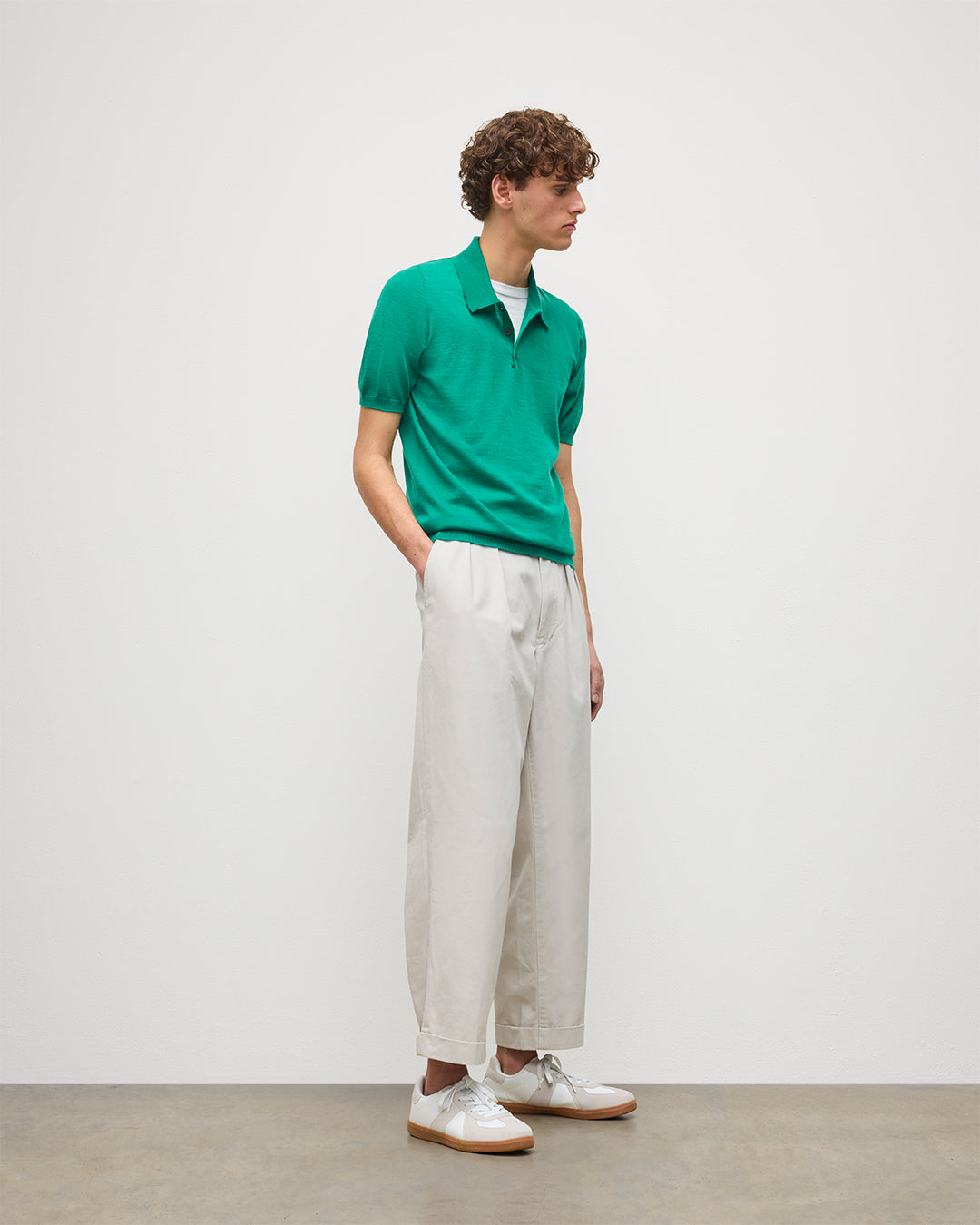 Johnstons of Elgin - Fin Bright Green Superfine Cashmere Polo Shirt