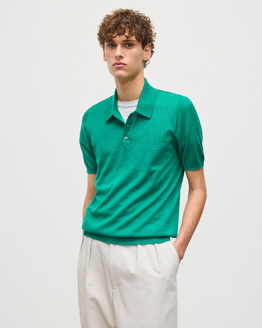 Johnstons of Elgin - Fin Bright Green Superfine Cashmere Polo Shirt