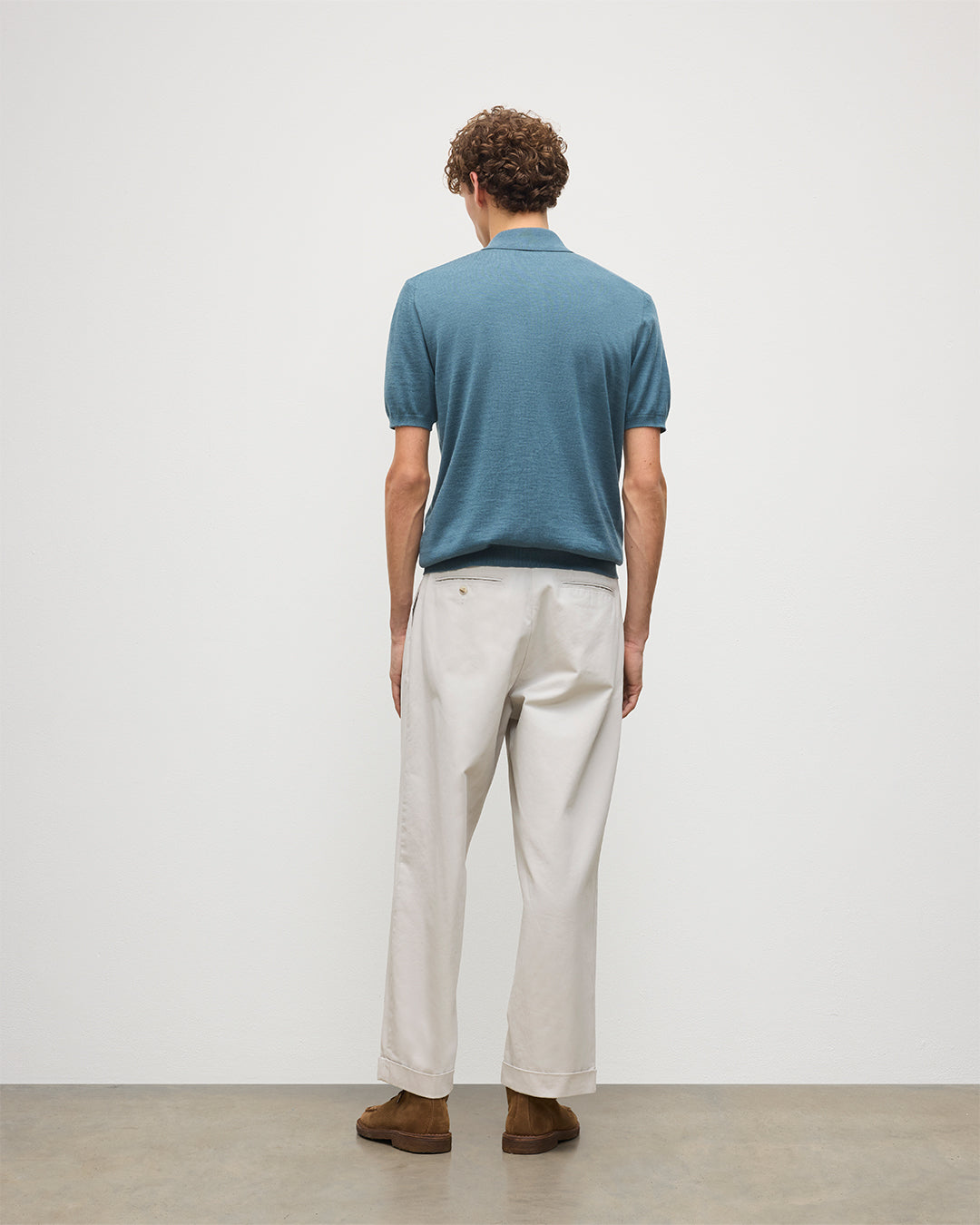 Johnstons of Elgin - Fin Blue Superfine Cashmere Polo Shirt