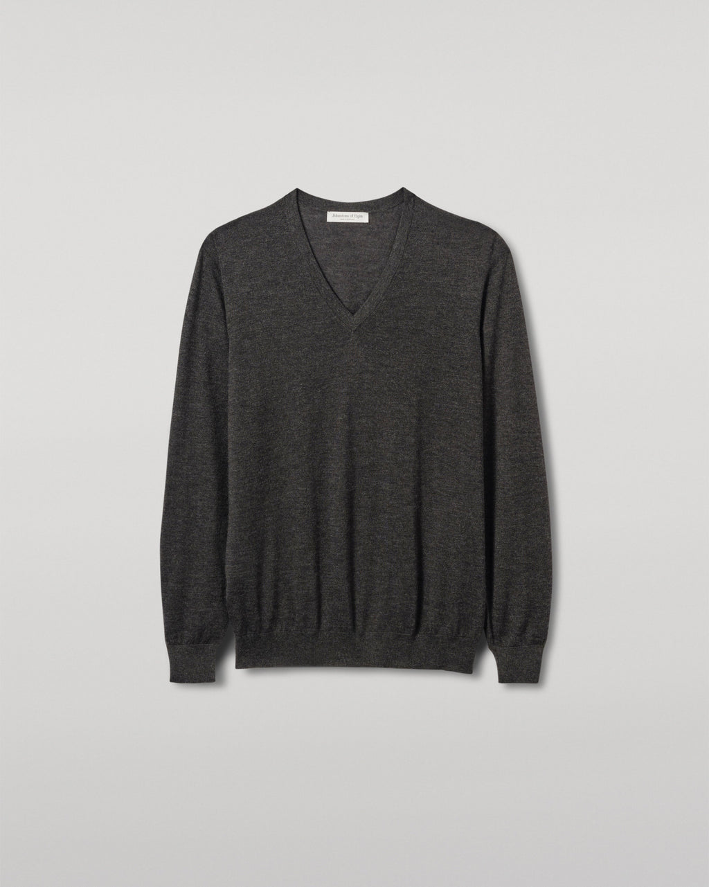 Johnstons of Elgin - Fin Dark Grey V Neck Superfine Cashmere Jumper