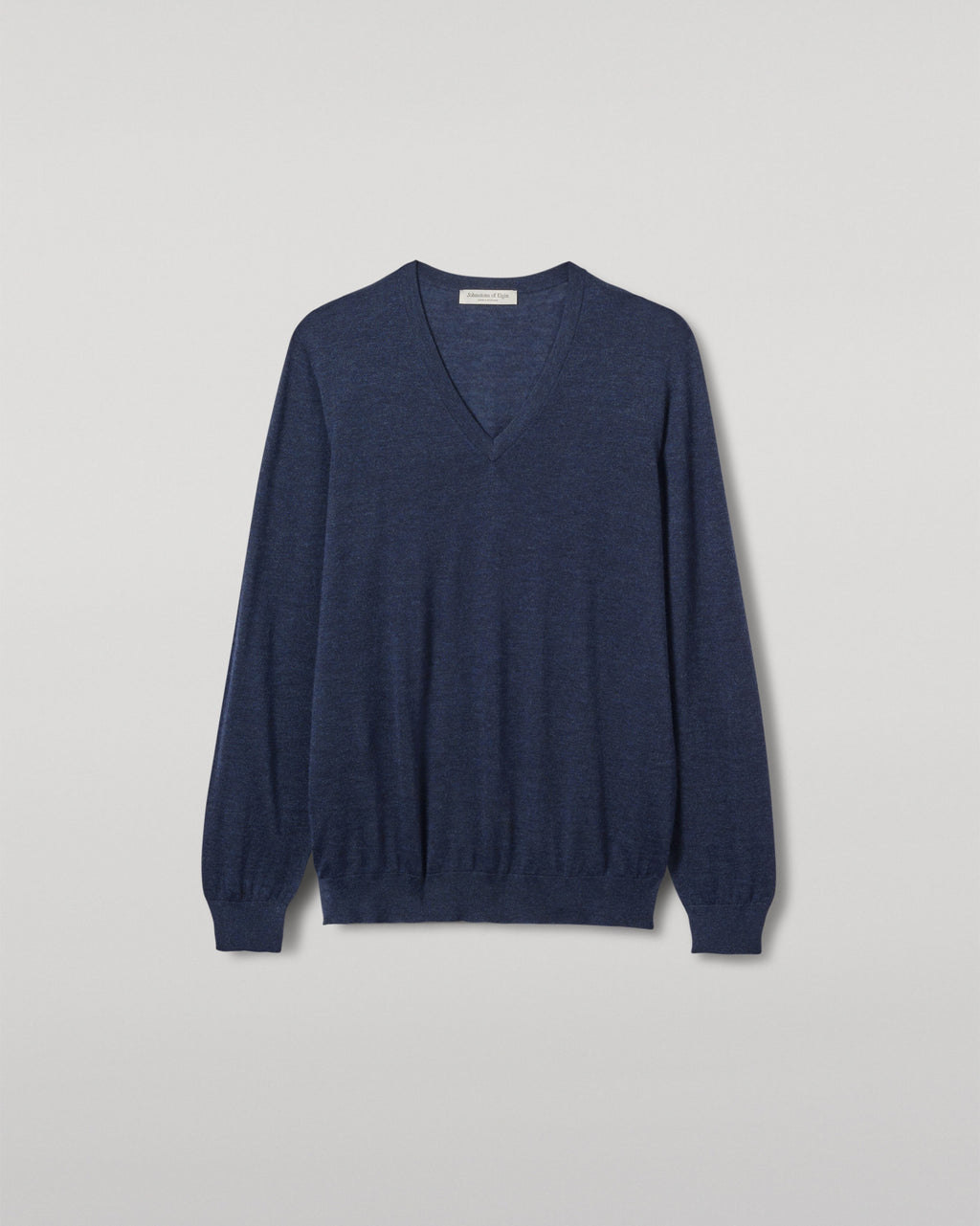 Johnstons of Elgin - Fin Navy V Neck Superfine Cashmere Jumper