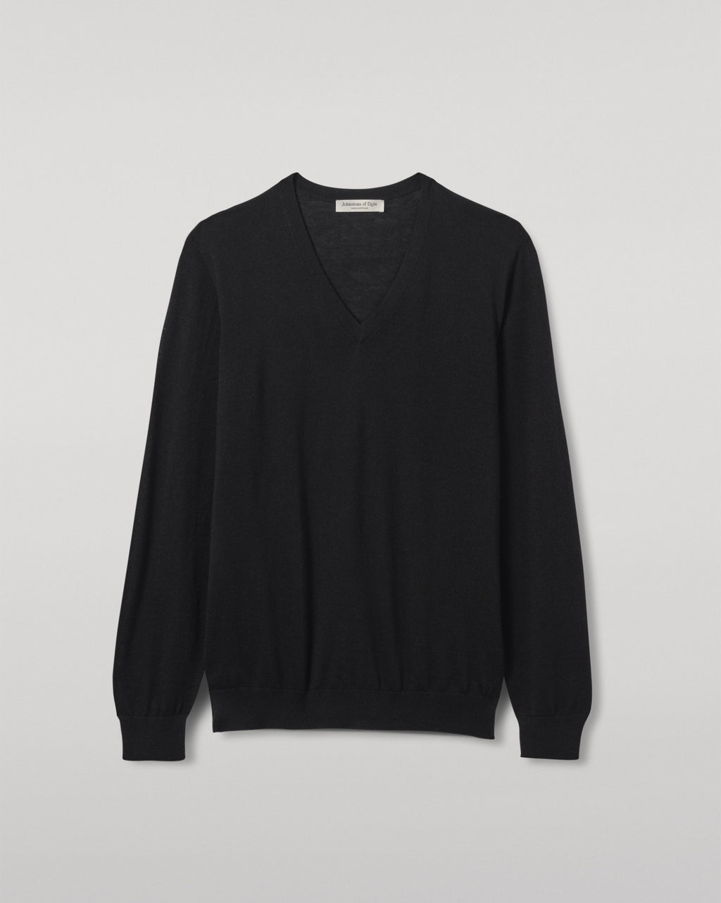 Johnstons of Elgin - Fin Black V Neck Superfine Cashmere Jumper