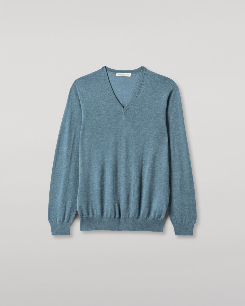 Johnstons of Elgin - Fin Blue V Neck Superfine Cashmere Jumper