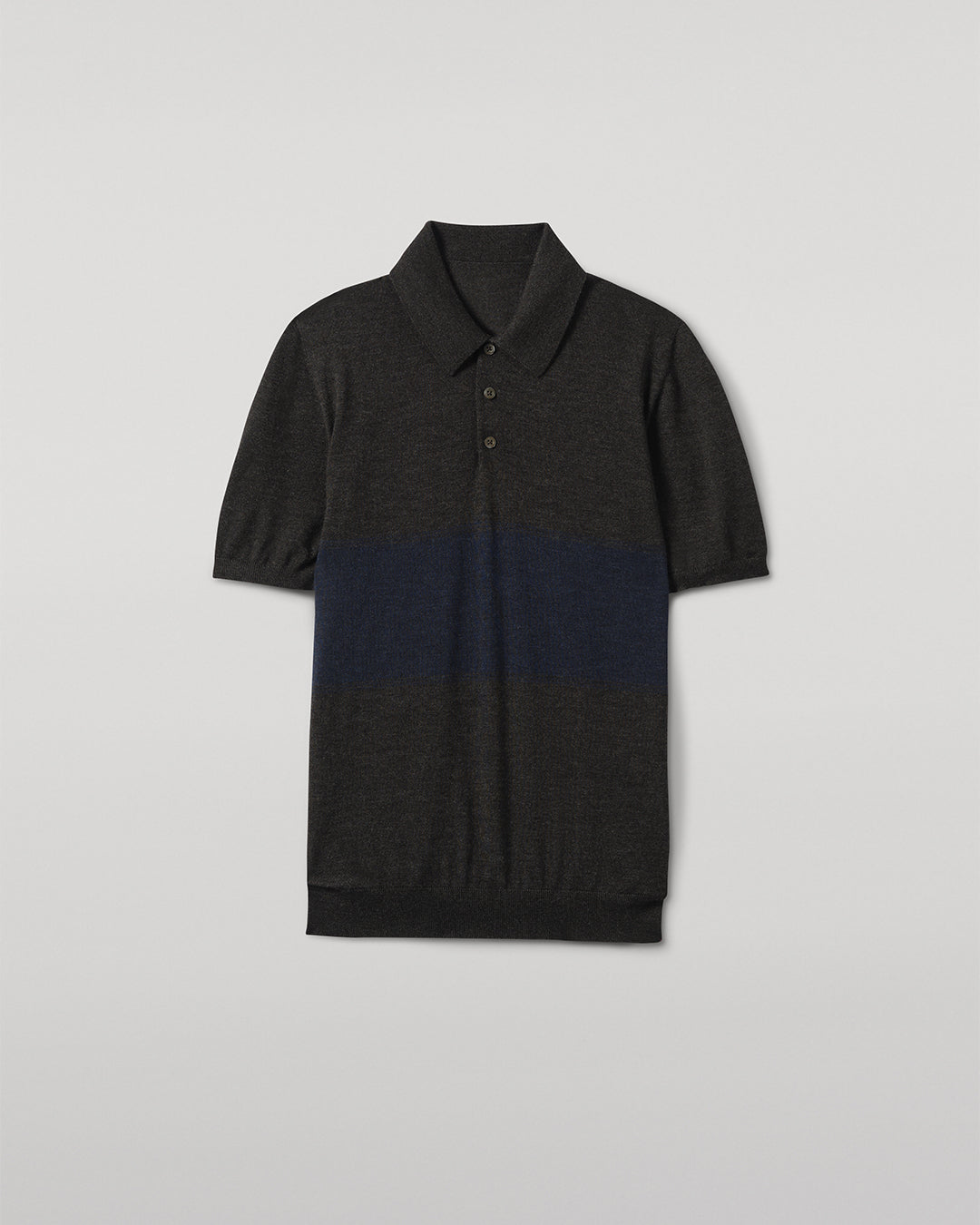 Johnstons of Elgin - Mack Grey & Navy Superfine Cashmere Polo Shirt