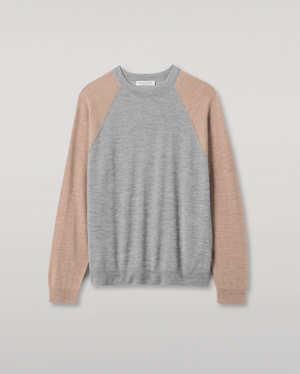 Johnstons of Elgin - Leith Grey & Brown Ringer Superfine Cashmere Jumper
