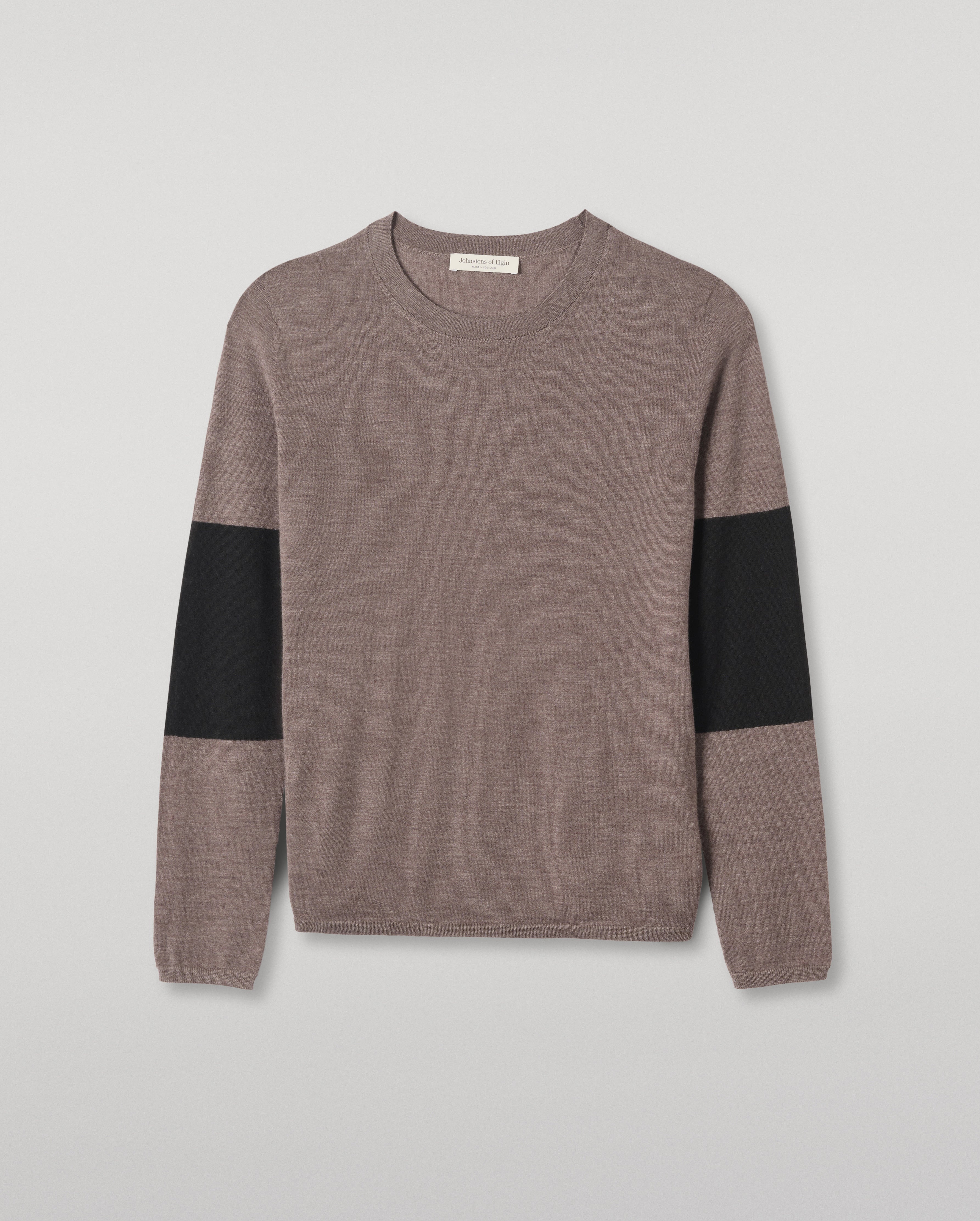 Johnstons of Elgin - Euna Brown & Black Superfine Cashmere T - Shirt