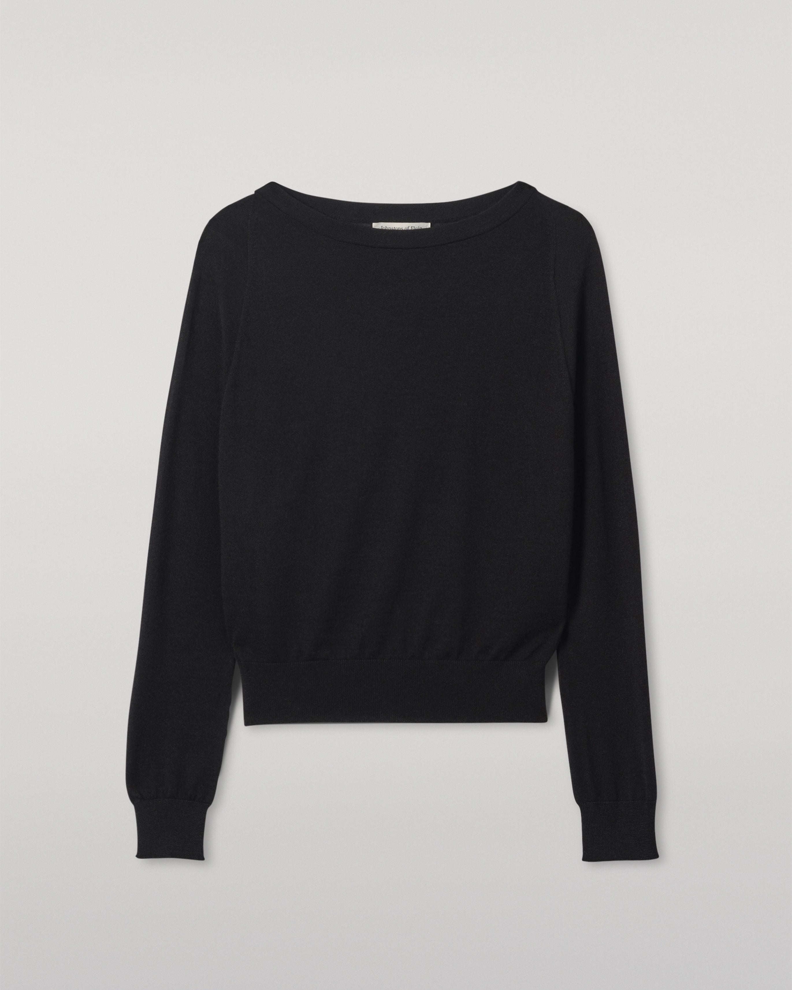 Johnstons of Elgin - Finola Black Superfine Cashmere Jumper