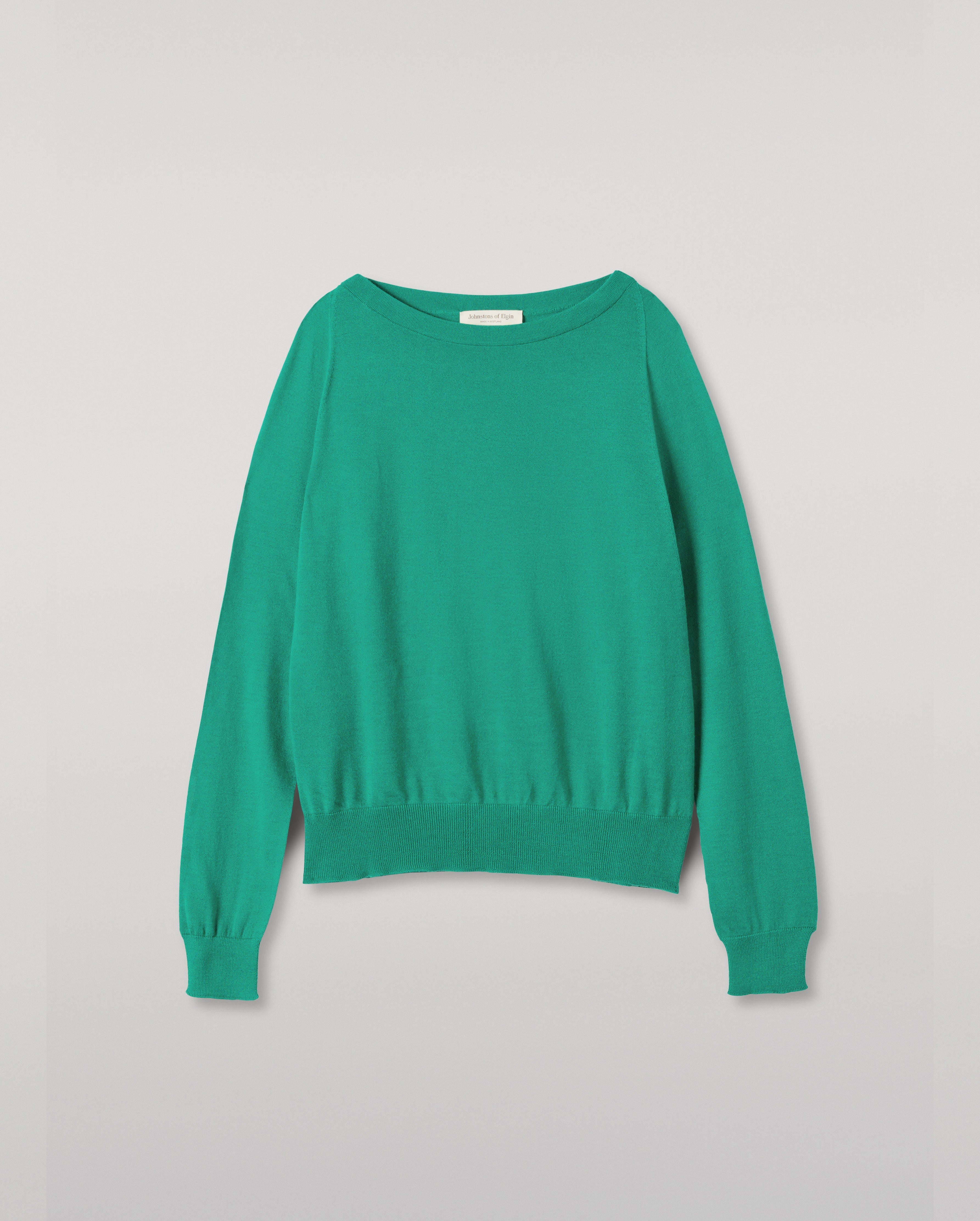 Johnstons of Elgin - Finola Bright Green Superfine Cashmere Jumper