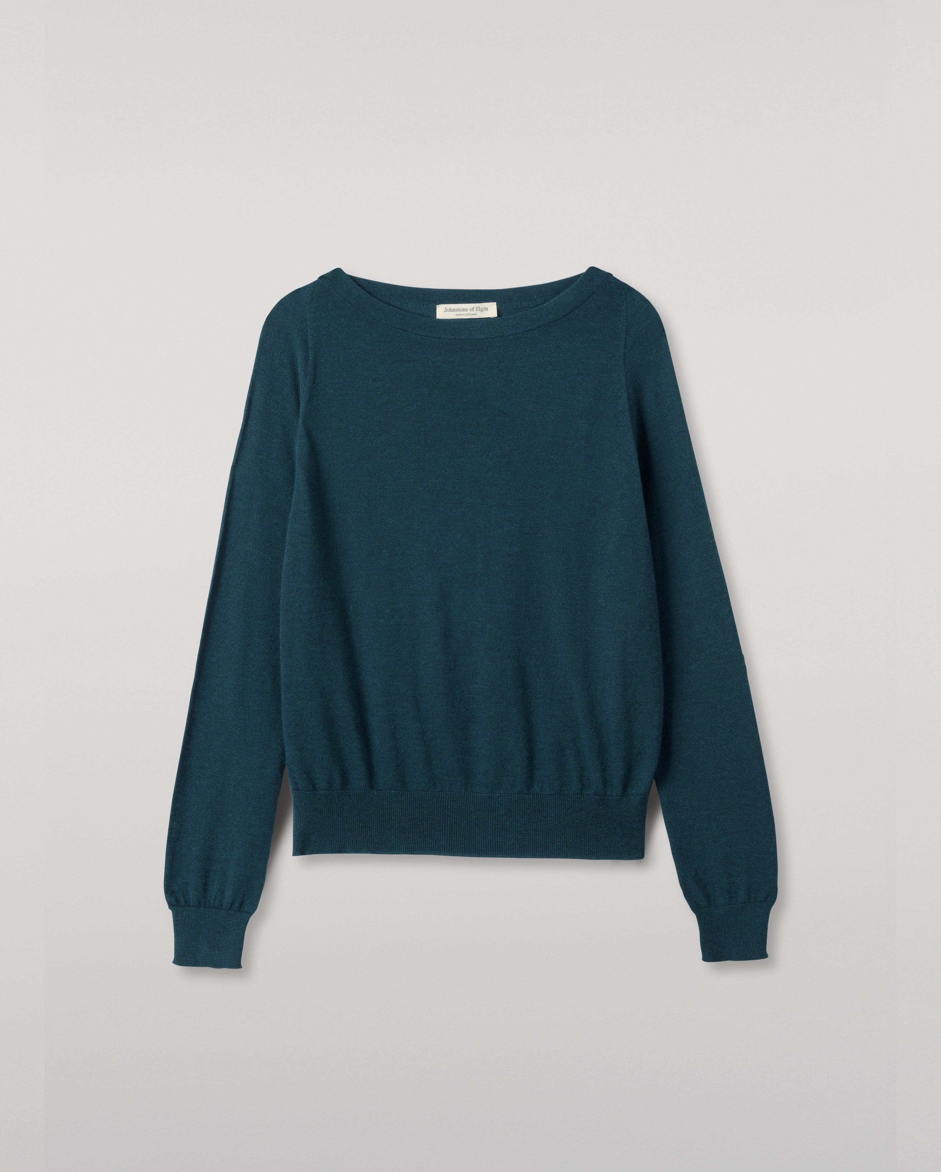 Johnstons of Elgin - Finola Bottle Green Superfine Cashmere Jumper